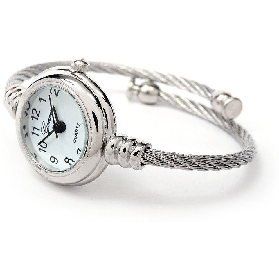 Geneva Stc Silver Cable Band Women's Small Size Bangle Watch