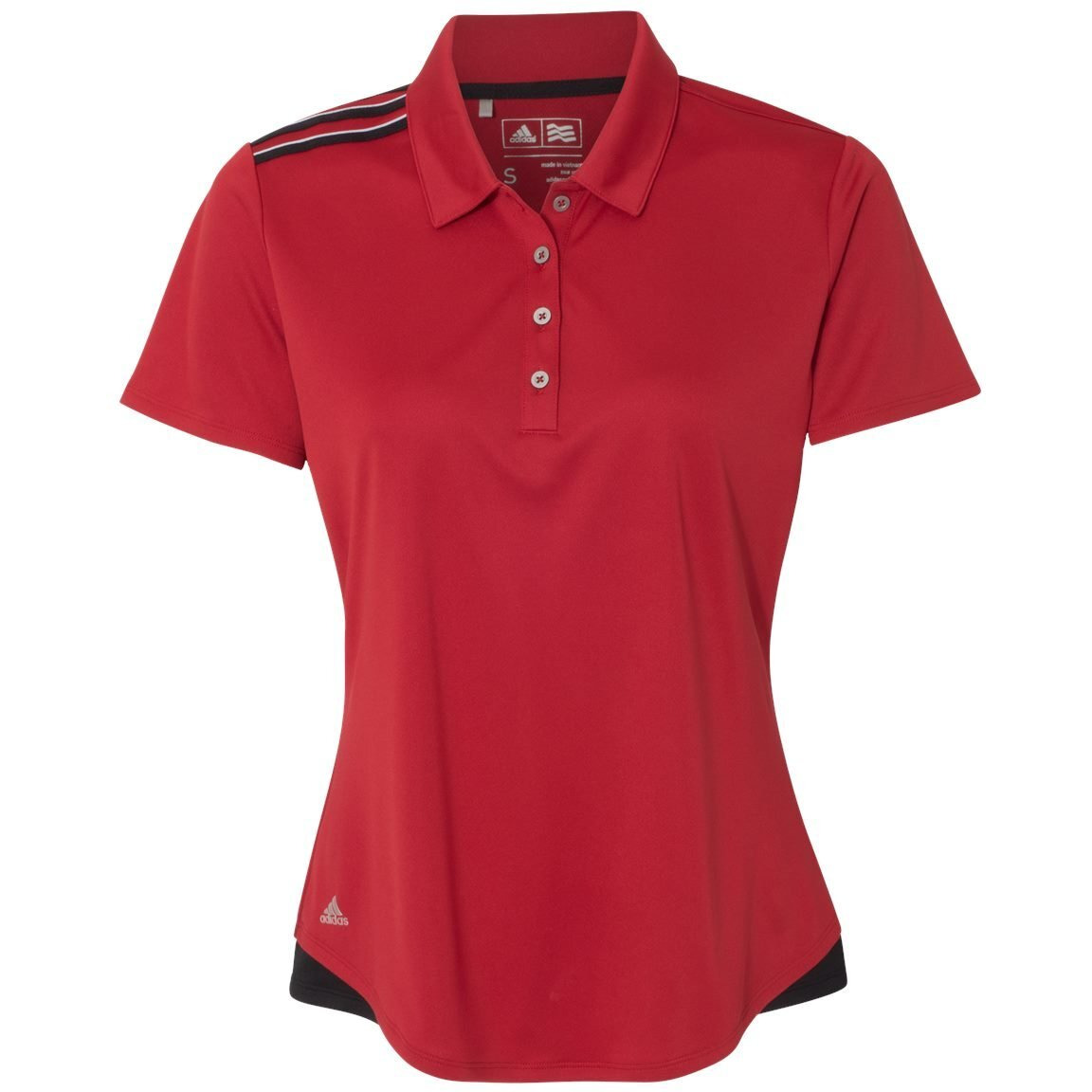 Adidas Golf A235 Ladies 3-Stripes Shoulder Polo, Power Red, Large
