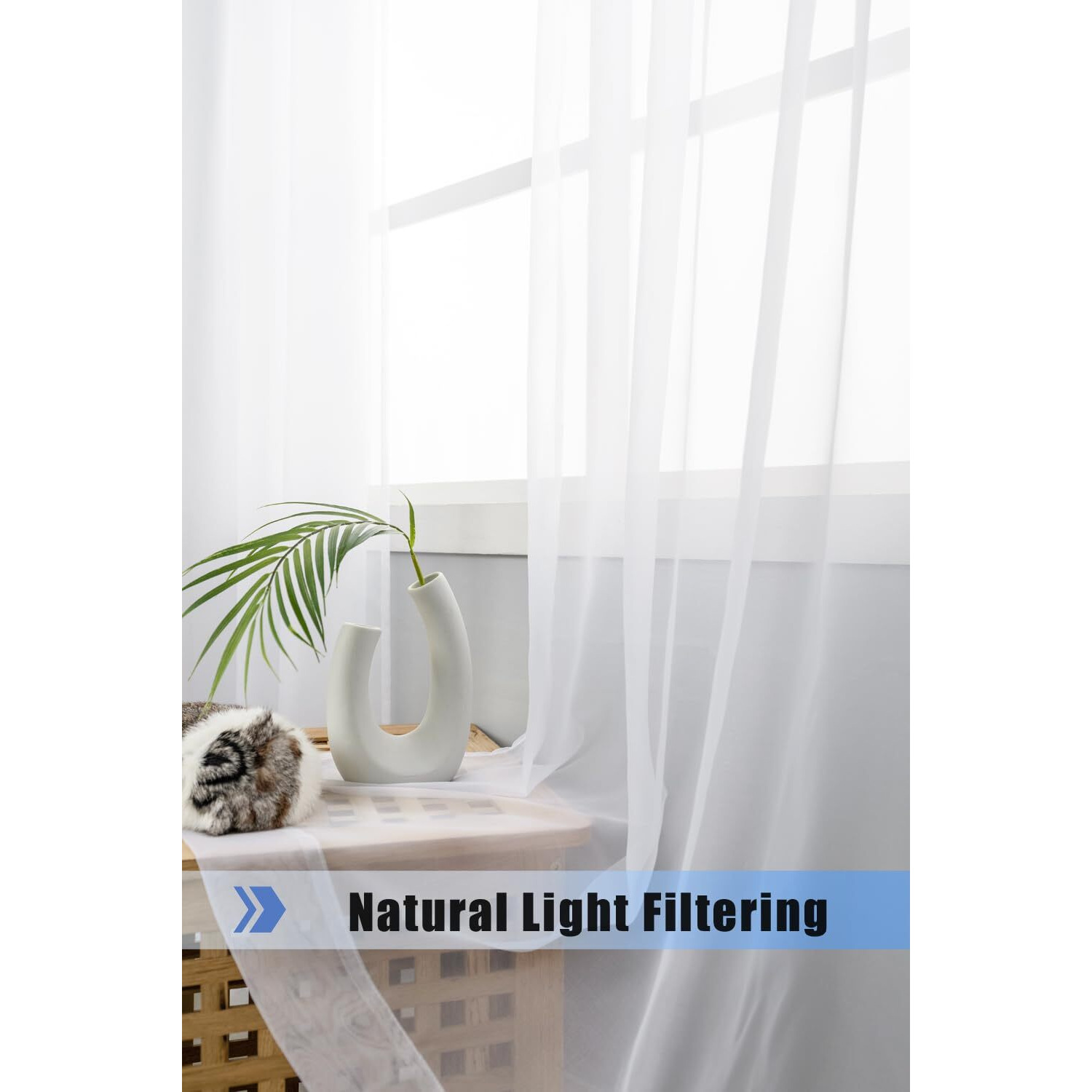 Wpm World Products Mart White Sheer Curtains 58"" Wide X 84"" Long 2 Panels Livingroom Window Treatment Rod Pocket Sheer Voile For Bedroom, Kitchen, Living Children Room Fully Stitched And Hemmed