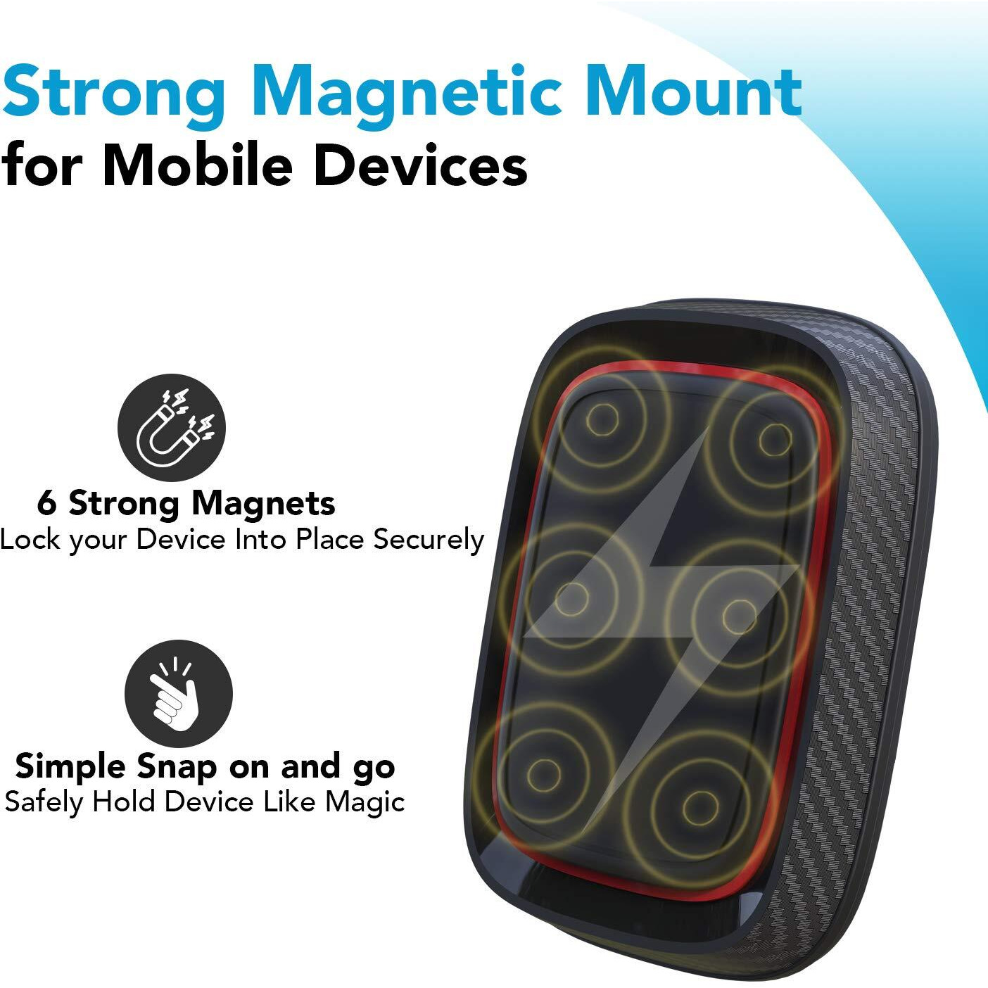 Apps2Car Magnetic Car Phone Holder Mount [6 Strong Magnets], Cell Phone Holder Car [Suction Cup], Phone Car Holder Mount [Windshield Dashboard] Fit For Most Smartphones & Mini Tablets
