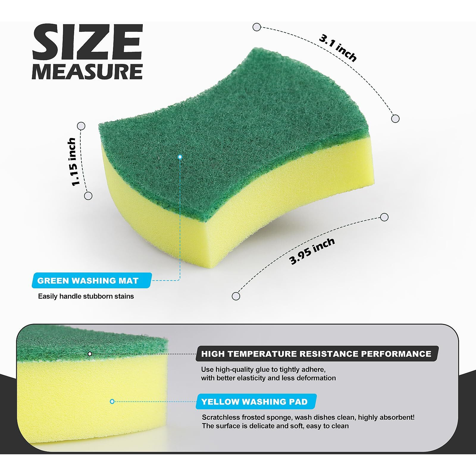 Kitchen Cleaning Sponges,24 Pack Eco Non-Scratch For Dish,Scrub Sponges