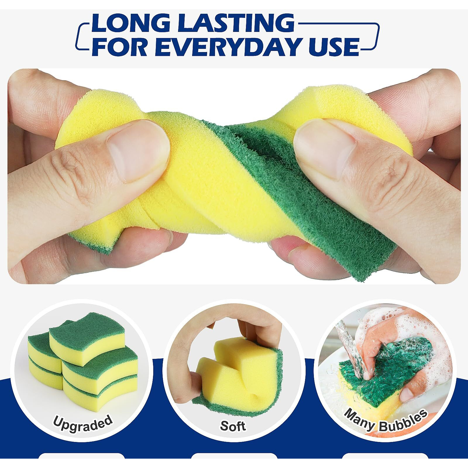 Kitchen Cleaning Sponges,24 Pack Eco Non-Scratch For Dish,Scrub Sponges