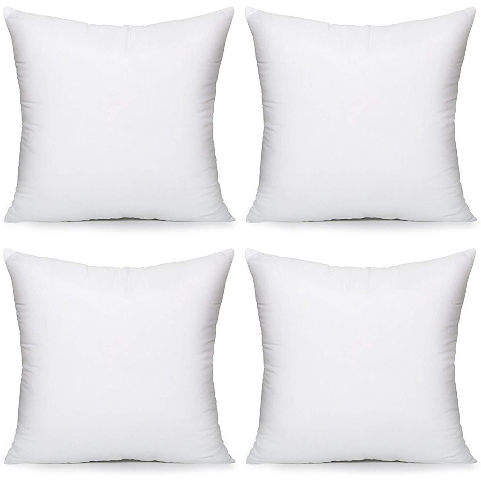 Acanva Throw Pillow Inserts, Euro Sham Form Stuffer With Premium Polyester Micro Fiber, Decorative For Bed, Couch And Sofa, White, 4 Count (Pack Of 1)