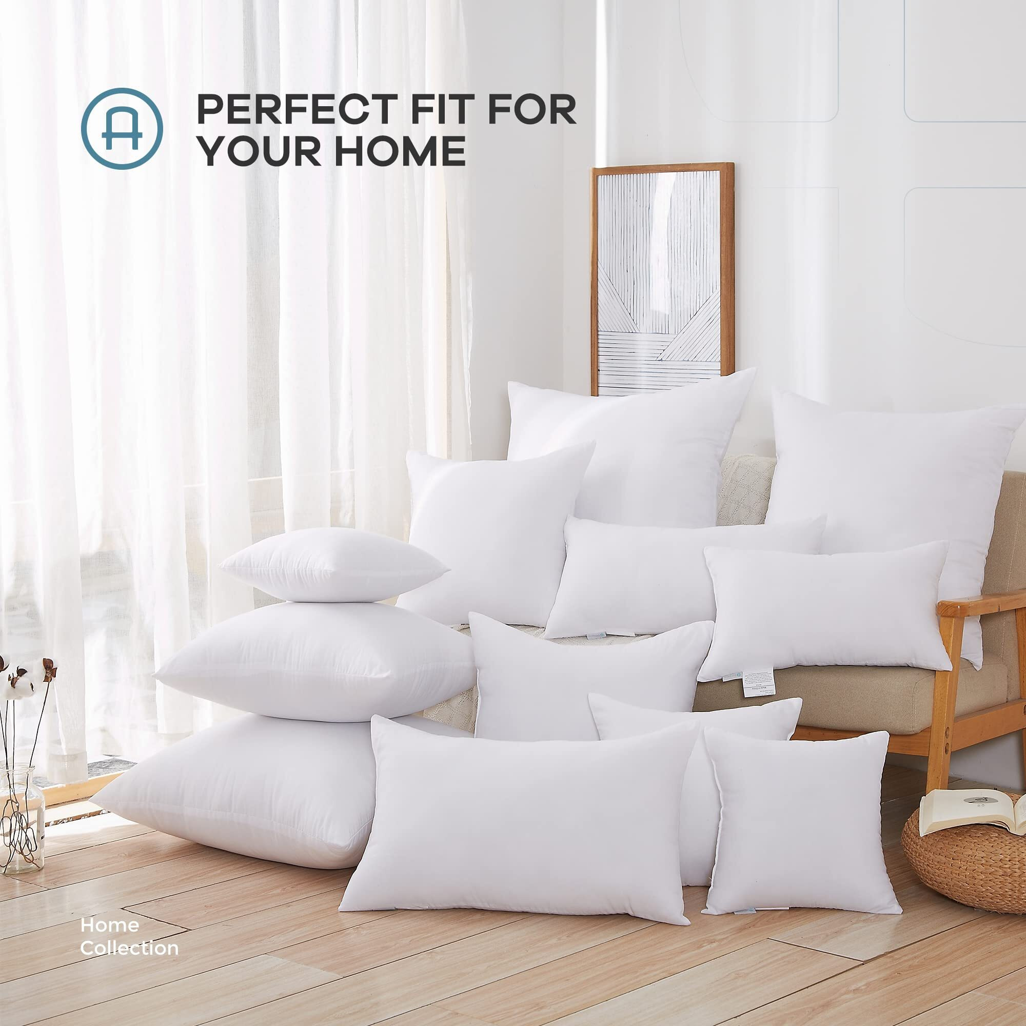 Acanva Throw Pillow Inserts, Euro Sham Form Stuffer With Premium Polyester Micro Fiber, Decorative For Bed, Couch And Sofa, White, 4 Count (Pack Of 1)