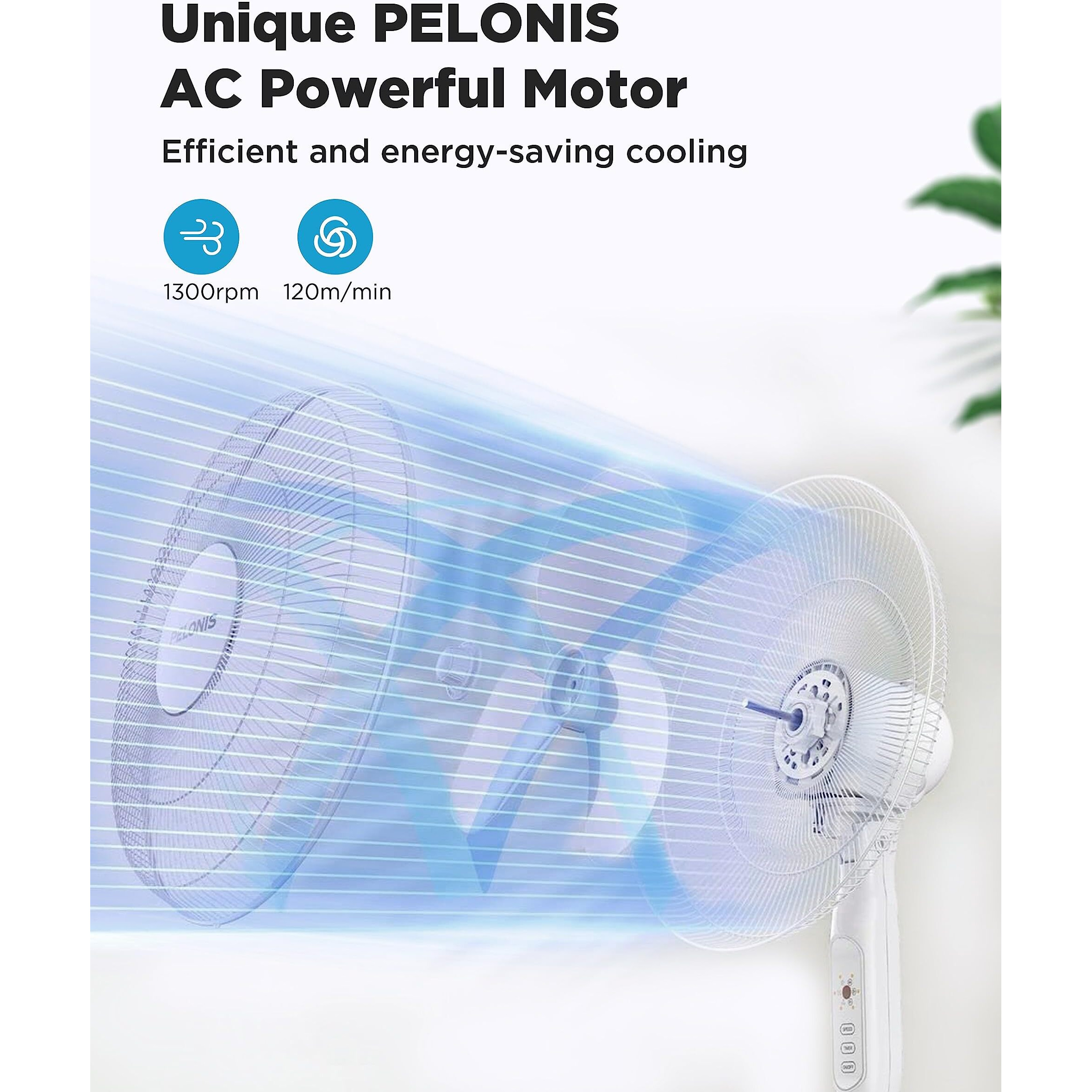 Pelonis 16'' Pedestal Remote Control Oscillating Stand Up Fan 7-Hour Timer, 3-Speed, And Adjustable Height,Electric Cooling Fans For Home Office Bedroom Use