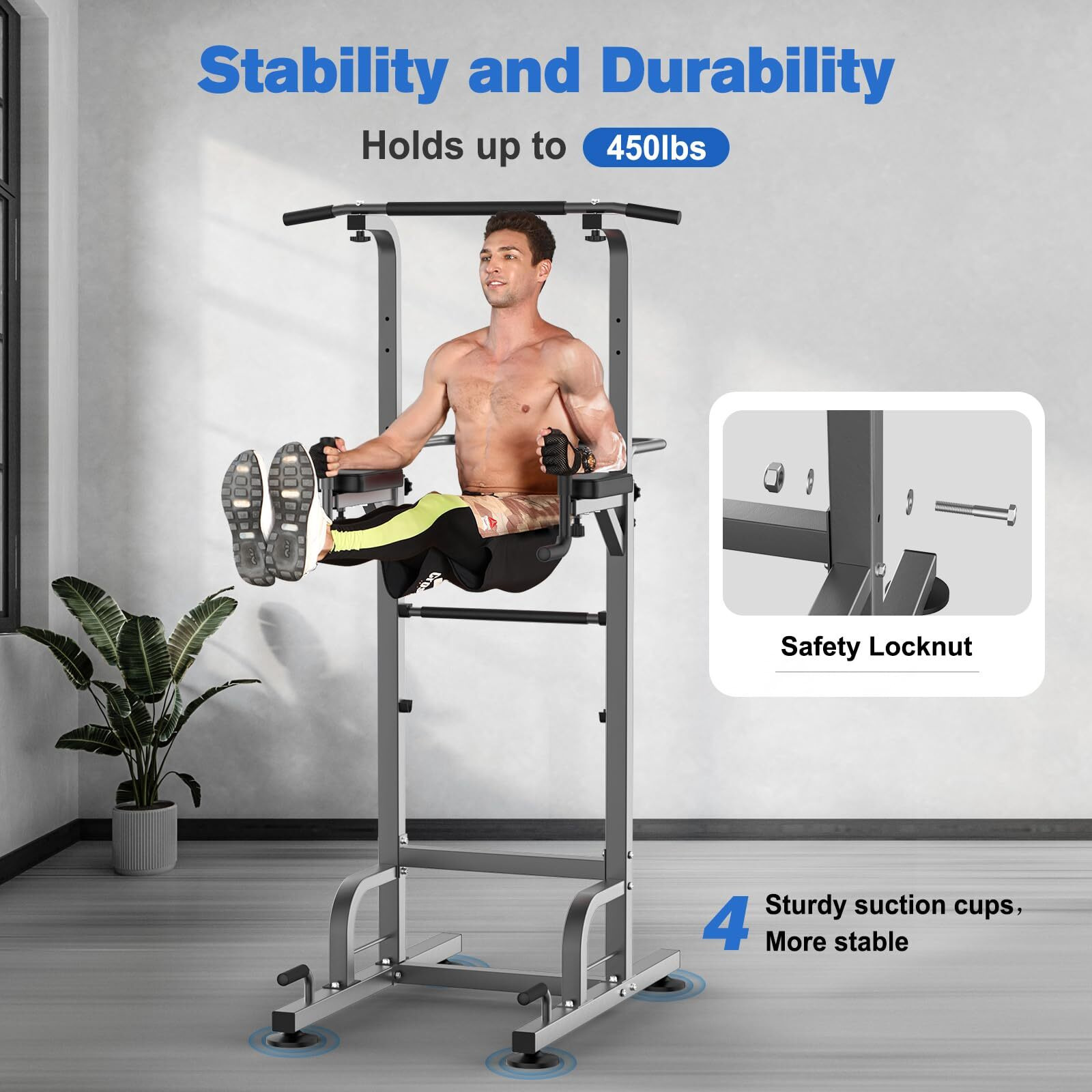 Relife Rebuild Your Life Power Tower Pull Up Bar Station Workout Dip Station For Home Gym Strength Training Fitness Equipment 450Lbs