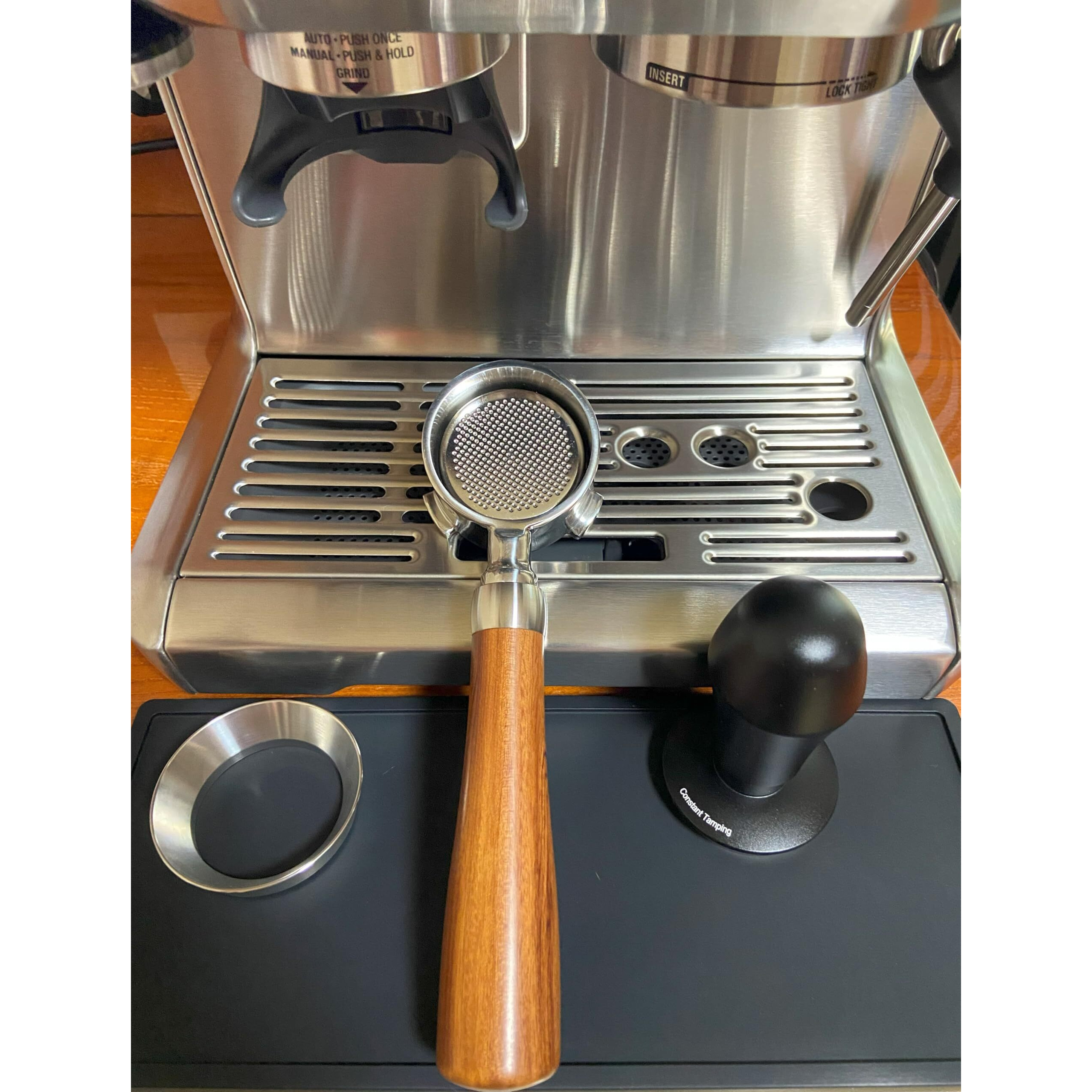 Joytata 51Mm Bottomless Portafilter Fits Delonghi Ec680 And Ec685 Espresso Machine Stainless Steel Naked Portafilter Along With Double Shot Filter Basket Coffee Bottomless Handle-Wooden