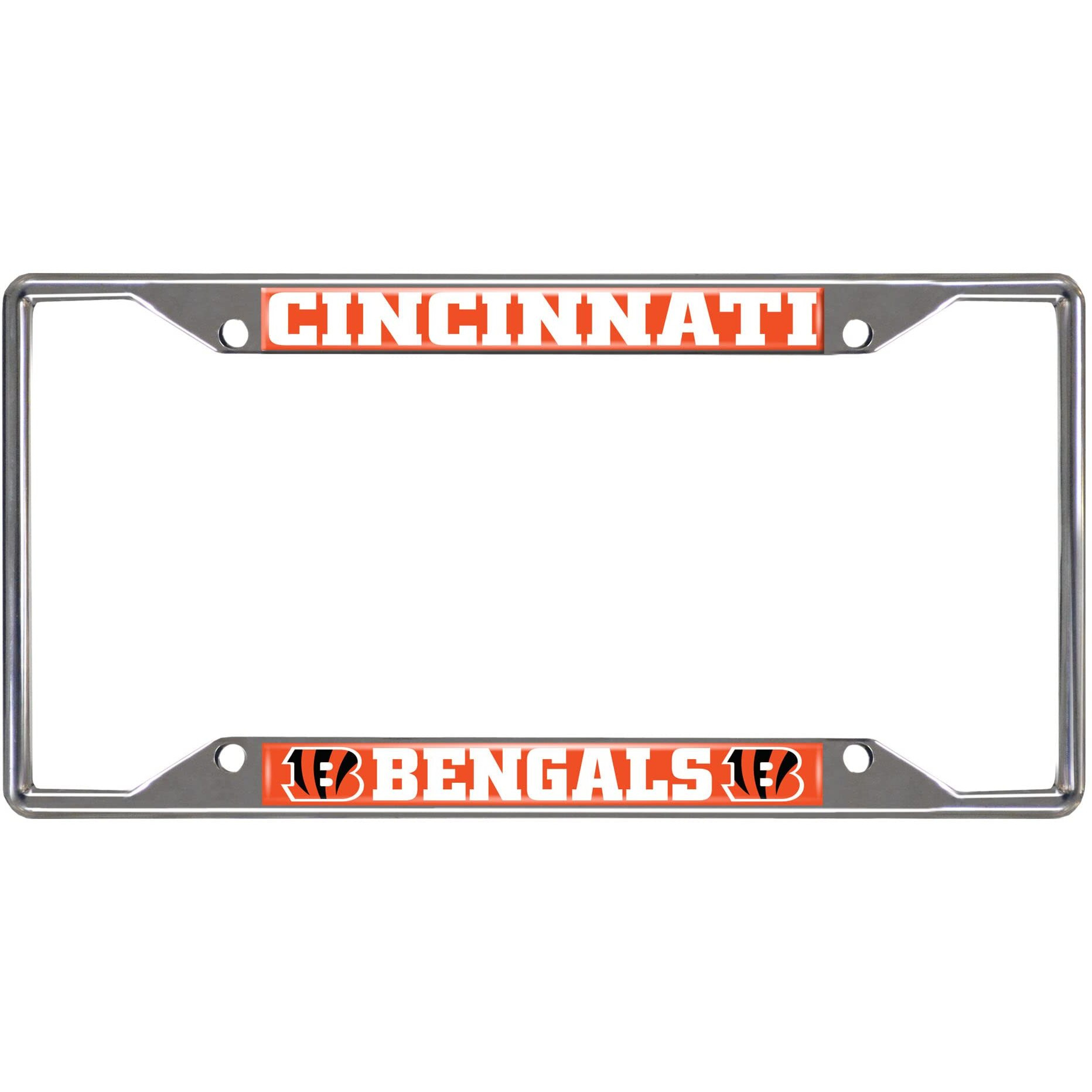 Fanmats 21507 Cincinnati Bengals Chrome Metal License Plate Frame, Team Colors, 6.25In X 12.25In