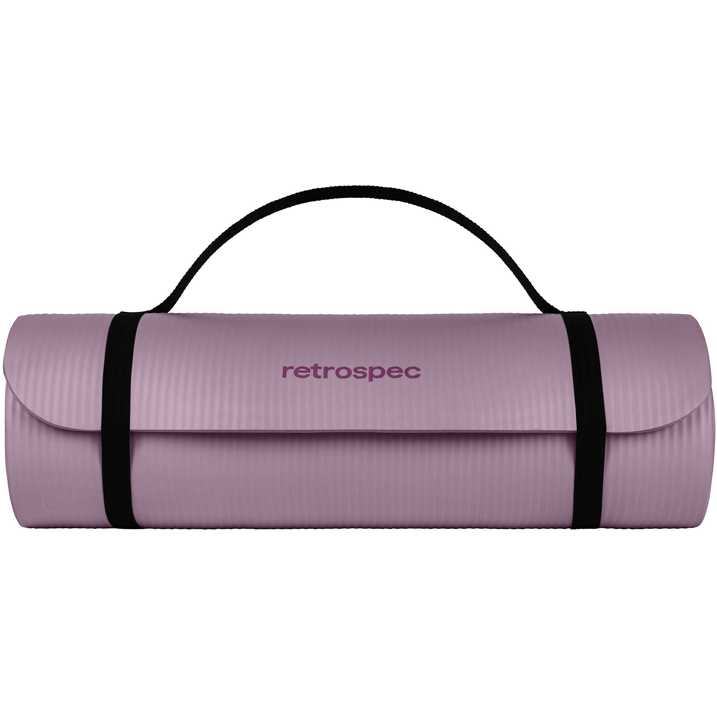 Retrospec Solana Yoga Mat 1/2"" Thick W/Nylon Strap For Men & Women - Non Slip Excercise Mat For Yoga, Pilates, Stretching, Floor & Fitness Workouts, Violet Haze