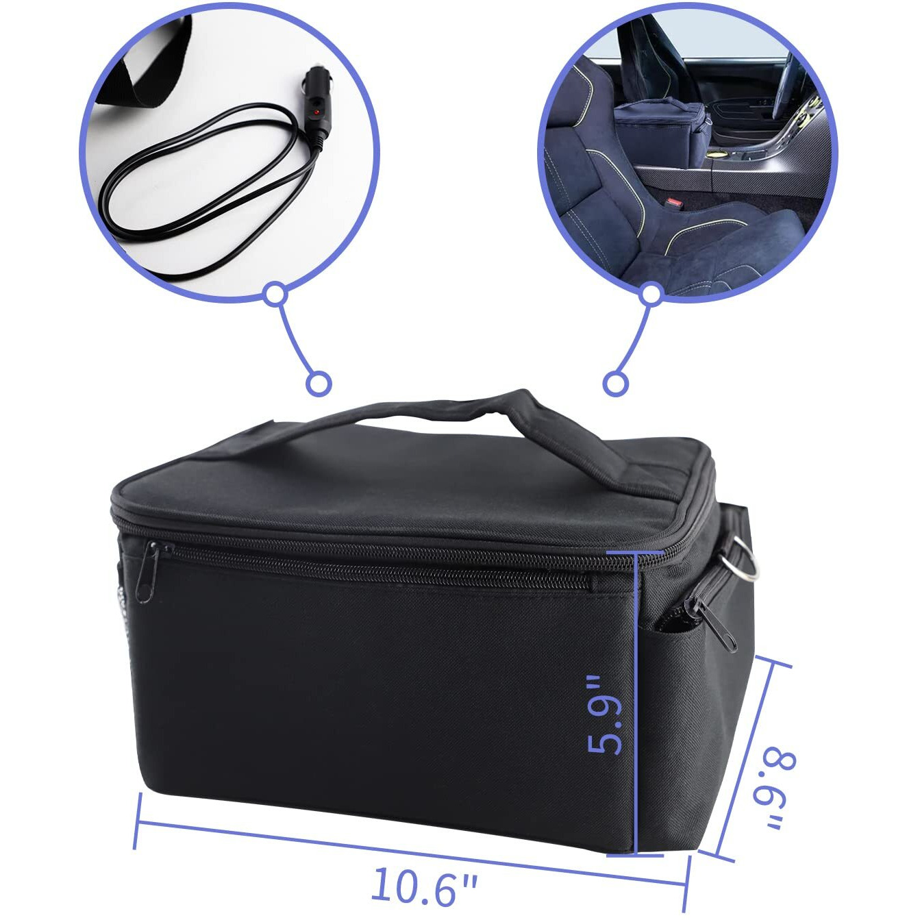 Vajoocll 12V Electric Lunch Box For Car Food Warmer 110W Mini Portable Oven For Business Trip/Fishing/Family Travel/Camping/Picnic