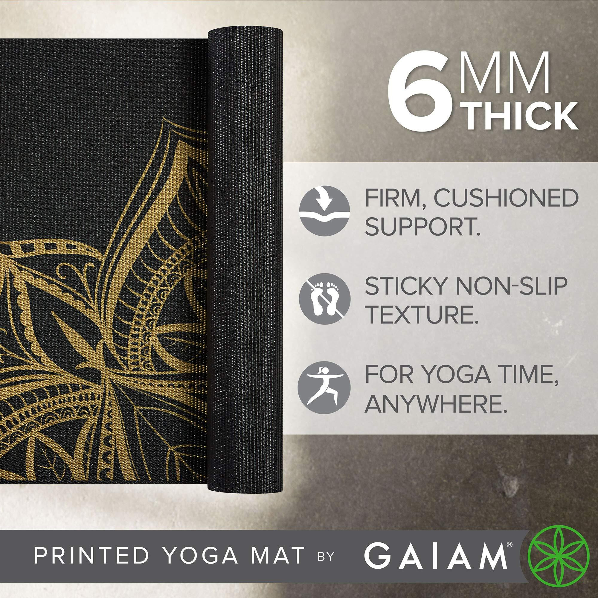 Gaiam Yoga Mat Premium Print Extra Thick Non Slip Exercise & Fitness Mat For All Types Of Yoga, Pilates & Floor Workouts, Metallic Bronze Medallion, 6Mm, 68"&quotL X 24"&quotW X 6Mm Thick