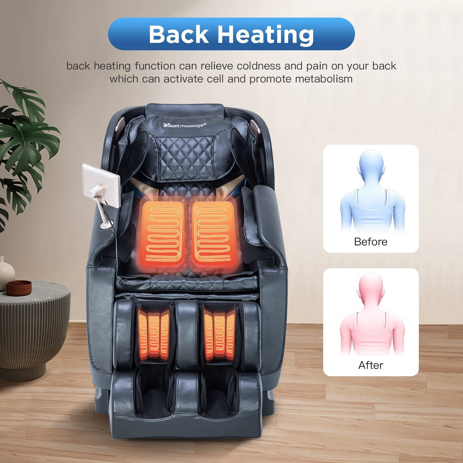 Payleehere Full Body Shiatsu Massage Chair With Gravity, Air Massage System, Wormwood Therapy, And Bluetooth Speaker, Black