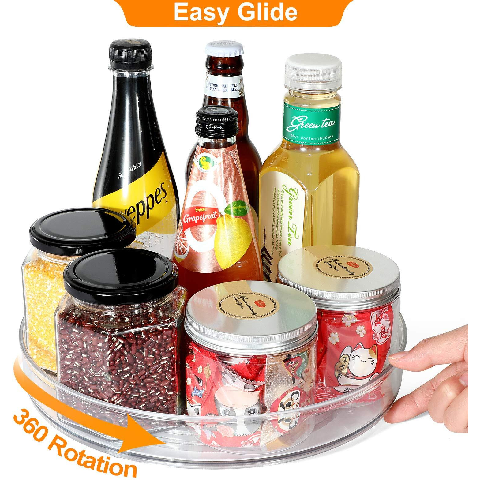 Lazy Susan Condiments Organizer, Spice Rack Storage Turntable For Cabinet,Fridge,Countertop,Pantry,Bathroom,11 Inch Round, Clear