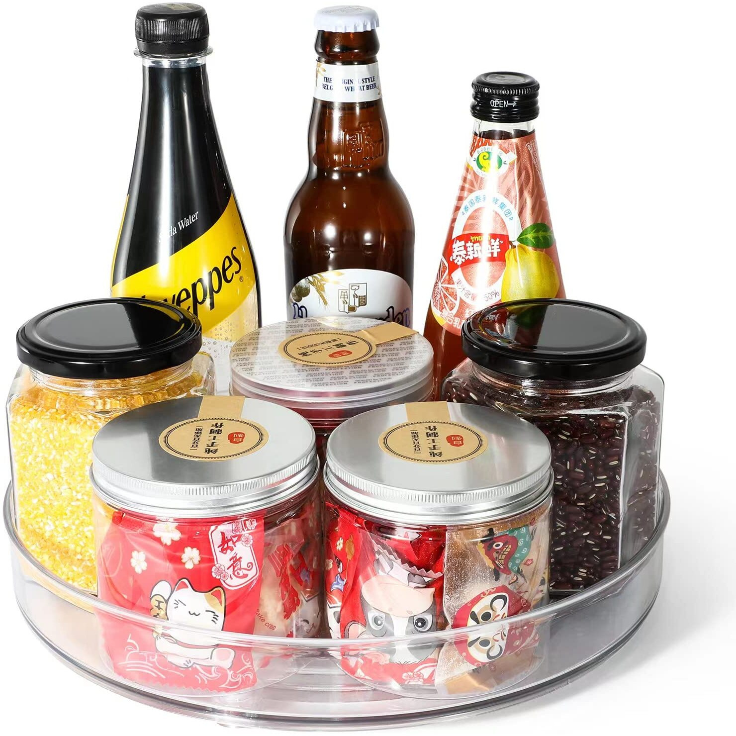 Lazy Susan Condiments Organizer, Spice Rack Storage Turntable For Cabinet,Fridge,Countertop,Pantry,Bathroom,11 Inch Round, Clear