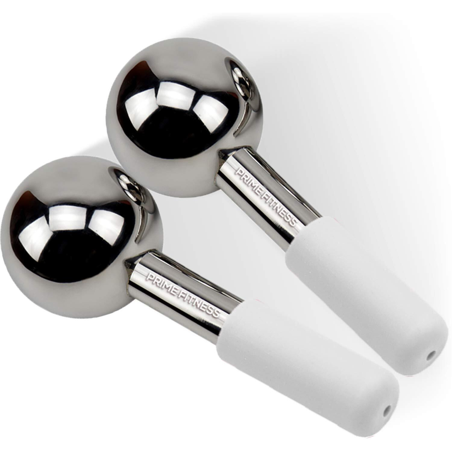 Ice Globes For Facials | Unbreakable Steel Cooling Roller | Cryo Sticks For Face | Massager For Face Neck & Eyes | Skin Care For Dark Circles, Puffiness, Wrinkles, Collagen Production (White)