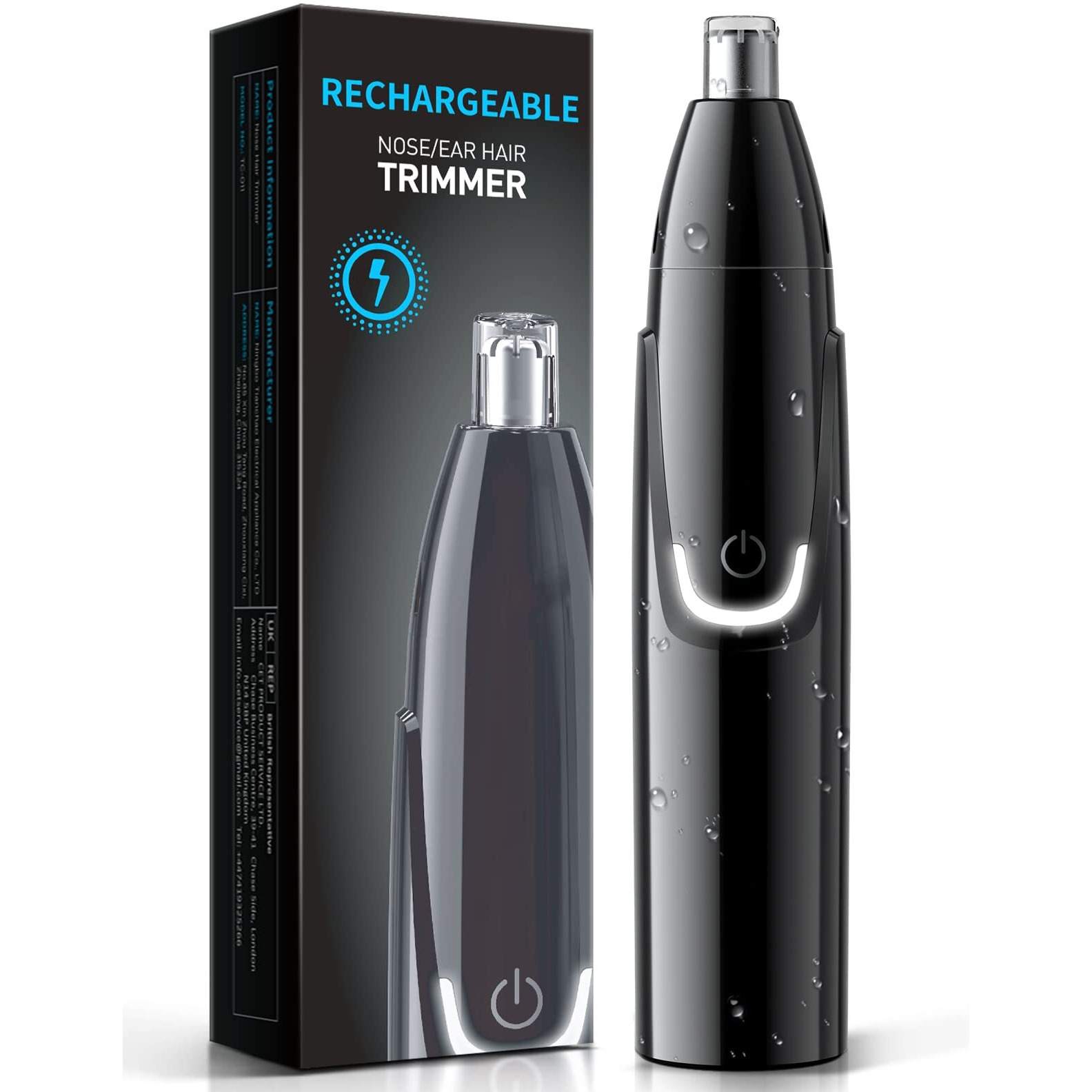 Zorami Rechargeable Ear And Nose Hair Trimmer - 2024 Professional Painless Eyebrow & Facial Hair Trimmer For Men Women, Powerful Motor And Dual-Edge Blades For Smoother Cutting Black