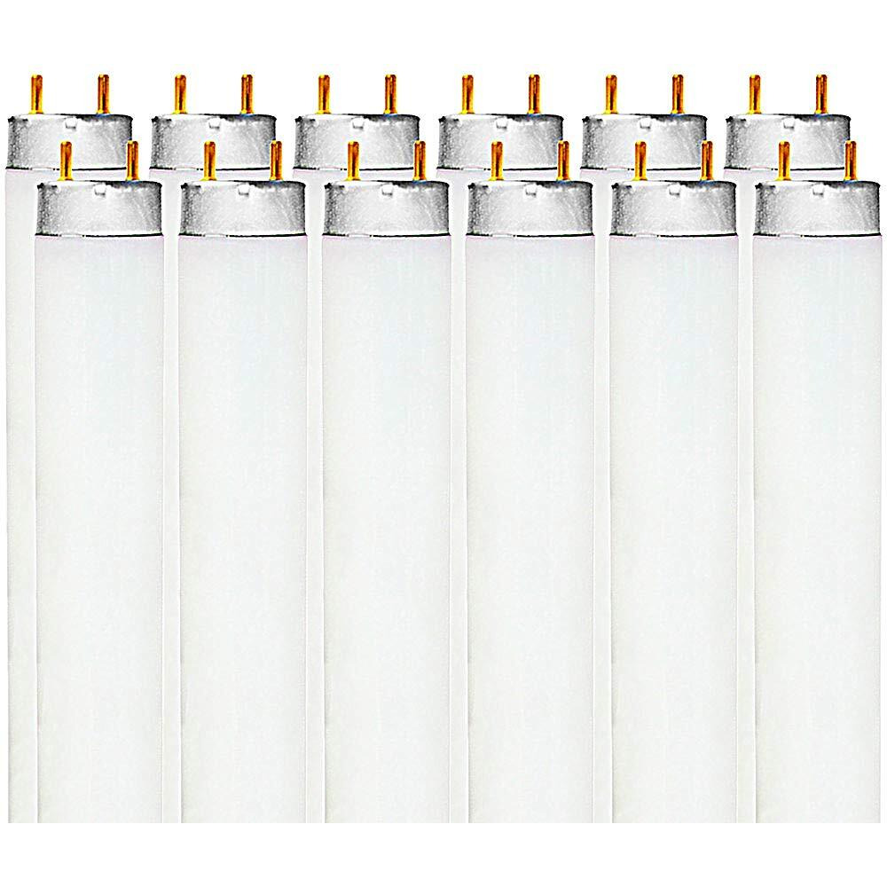 Luxrite F32T8/865 32W 48 Inch T8 Fluorescent Tube Light Bulb, 6500K Daylight, 2800 Lumens, G13 Medium Bi-Pin Base, Lr20735, 12-Pack