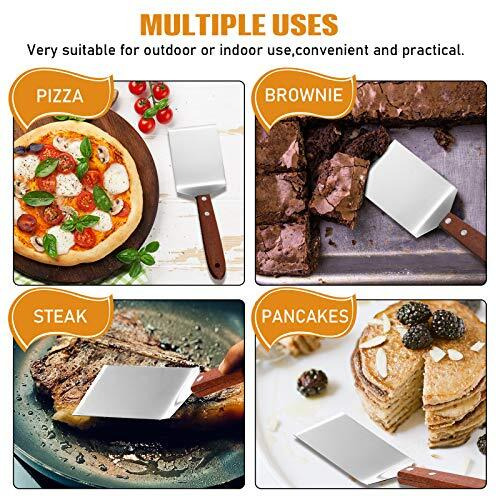 Newtay 2 Pieces Small Brownie Cookie Spatula Metal Stainless Steel Spatula With Wooden Handle Heavy Duty Spatula For Kitchen Cooking Chef Baking Scraper Turner, 2.5 X 8.2 Inch