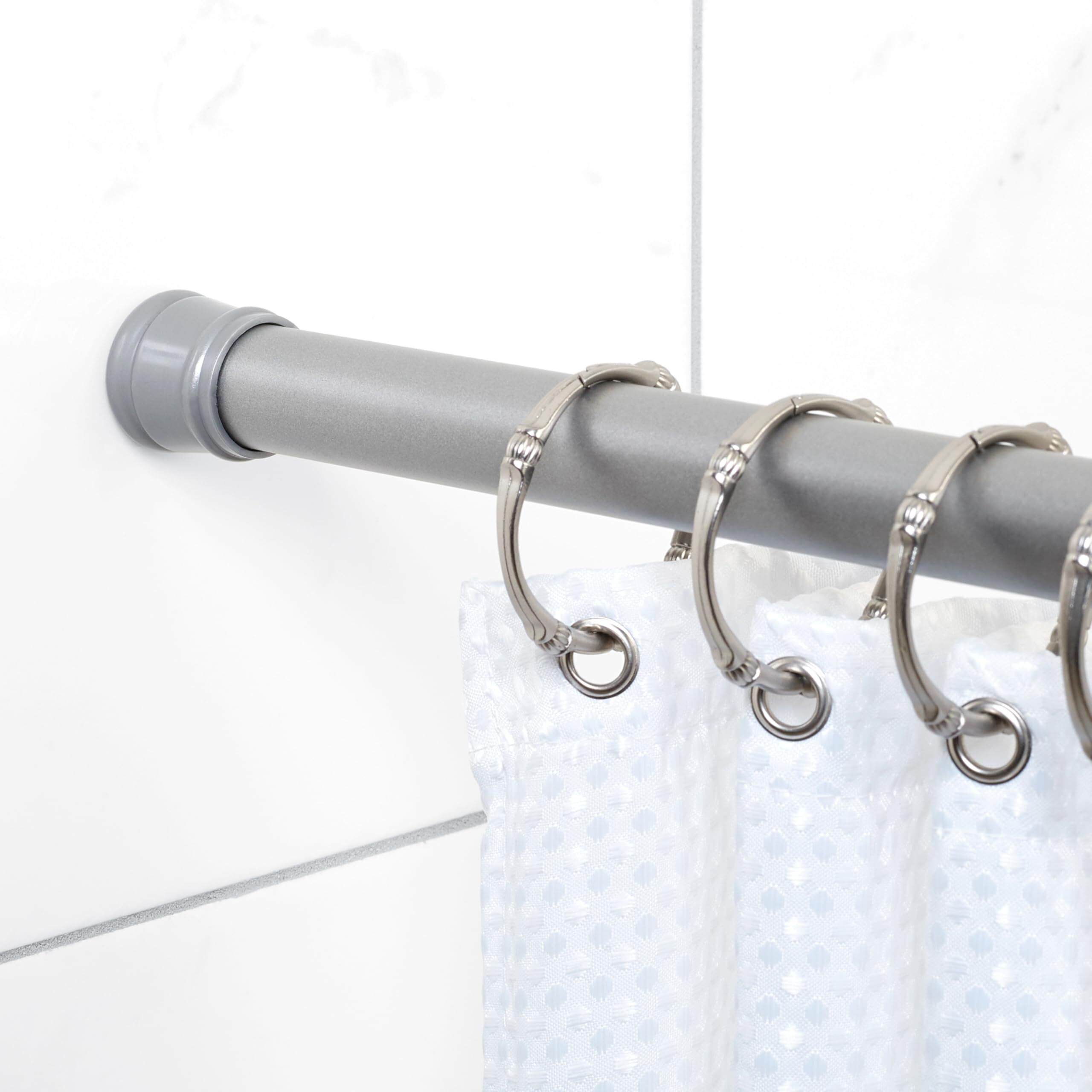 Zenna Home Curtain Adjustable Tension Shower Rod, 44"" To 72"", Brushed Nickel