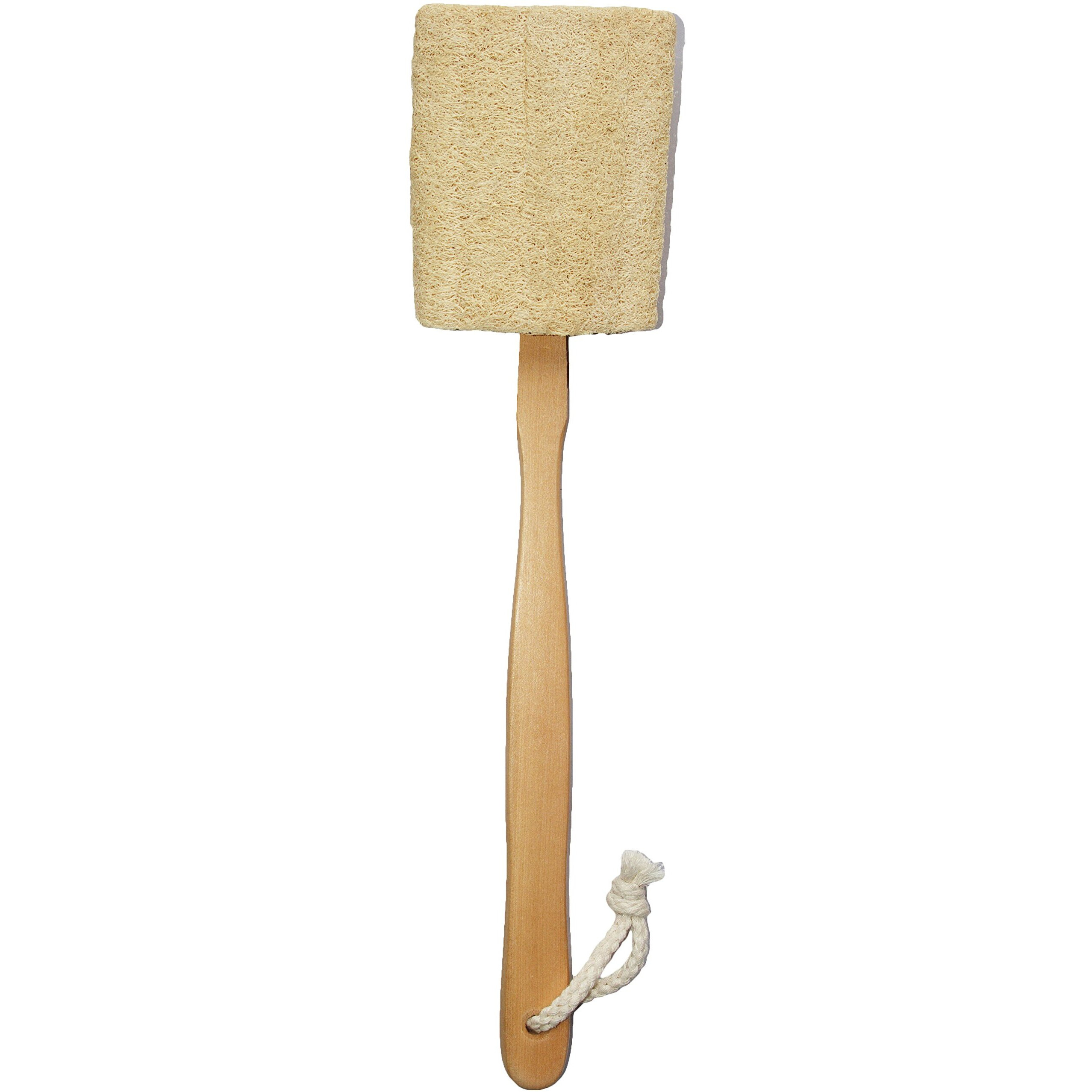 Natural Exfoliating Loofah Luffa Loofa Bath Brush On A Stick - With Long Wooden Handle Back Brush For Men & Women - Shower Sponge Body Back Scrubber Pack Of 1
