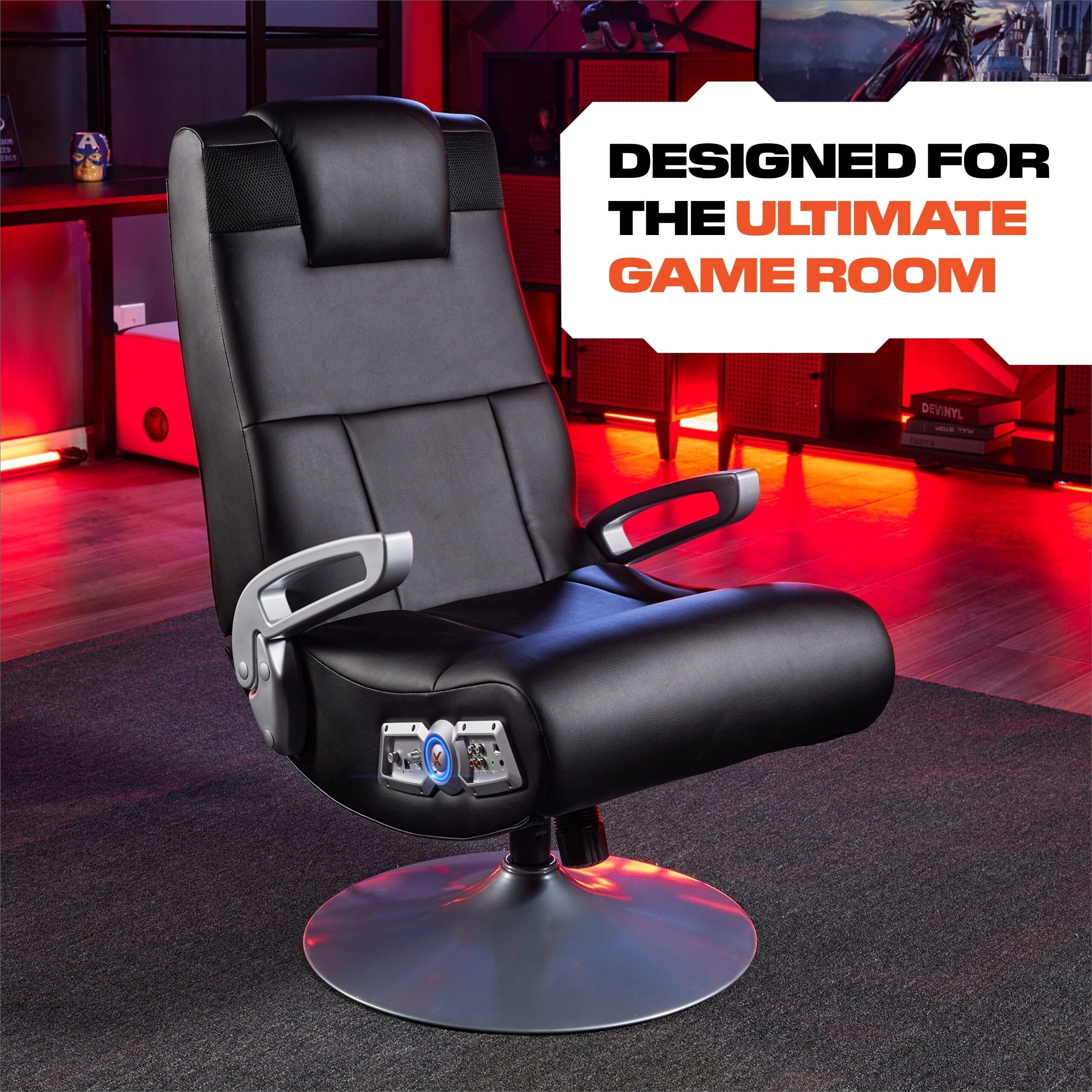 X Rocker Se Pro Bluetooth Pedestal Chair - Video Gaming Lounging Chair With Immersive Audio With 2 Speakers & Subwoofer - Ergonomic Design - Tilt & Swivel Chair Base - Black/Silver