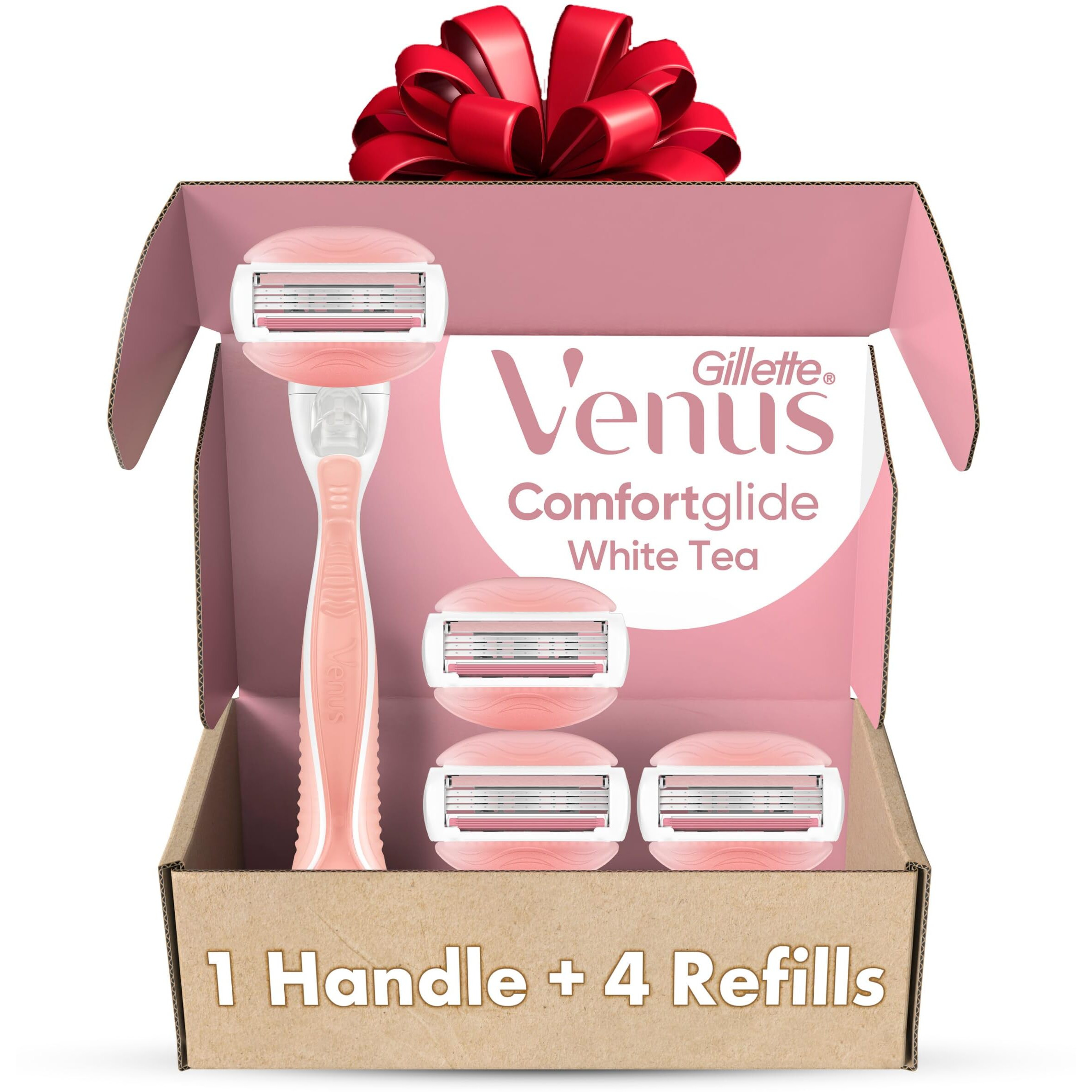 Gillette Venus Comfortglide White Tea Women's Razor 1 Handle + 4 Blade Refills, Holiday Gifts For Women