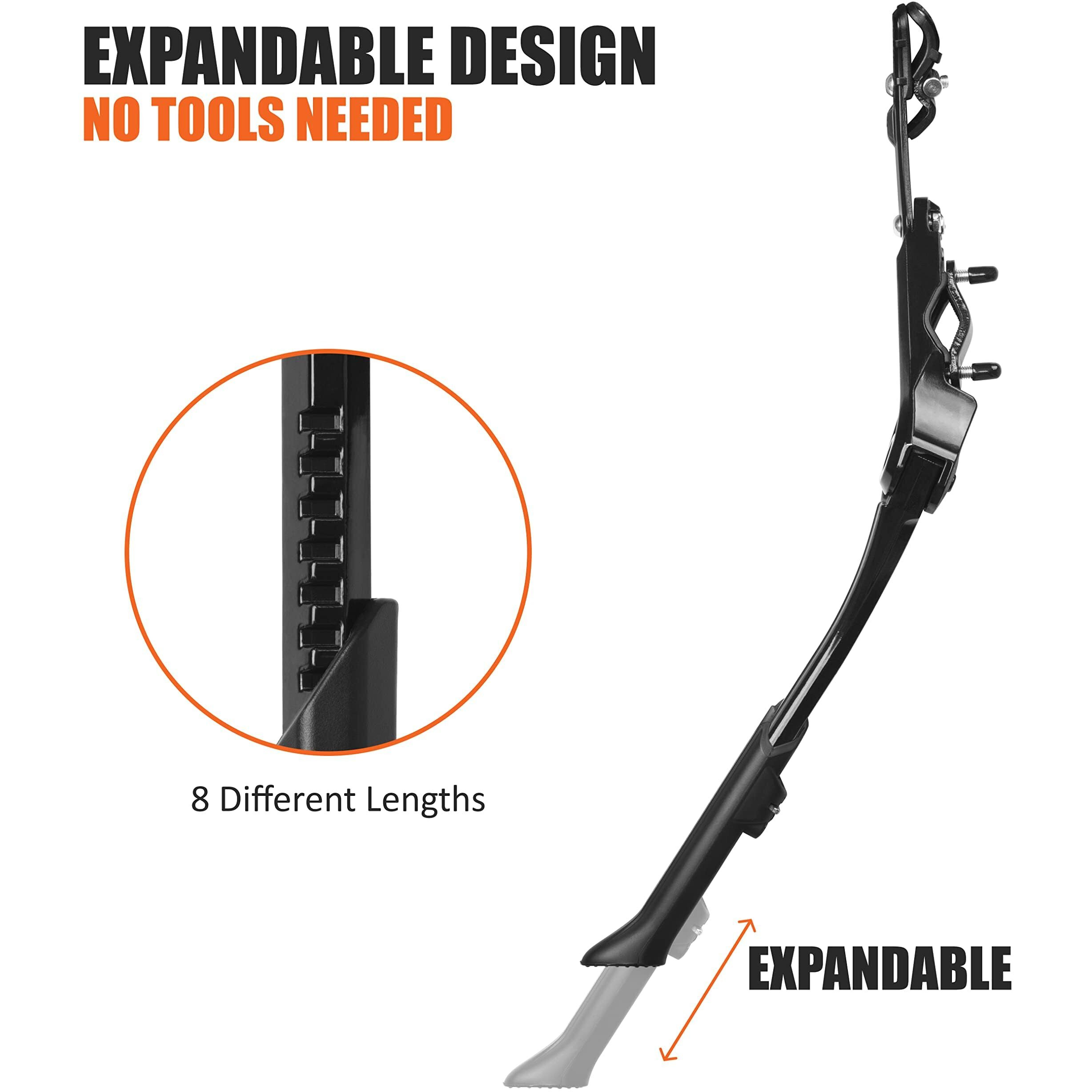 Bv Bike Kickstand - Lightweight Aluminum Alloy Rear Side Kick Stand For 24-28"" Bikes - Tool-Free Installation, Suitable For All Bikes And Terrains