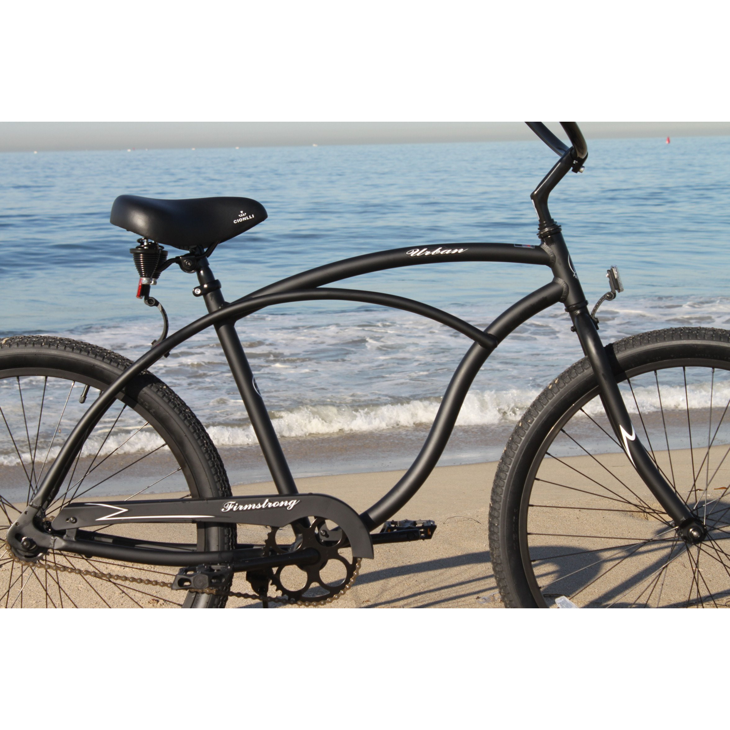 Firmstrong Urban Man Beach Cruiser Bike, Men's Single Speed Hybrid Bicycle, 26 Inch Wheels, Aluminum, Matte Black