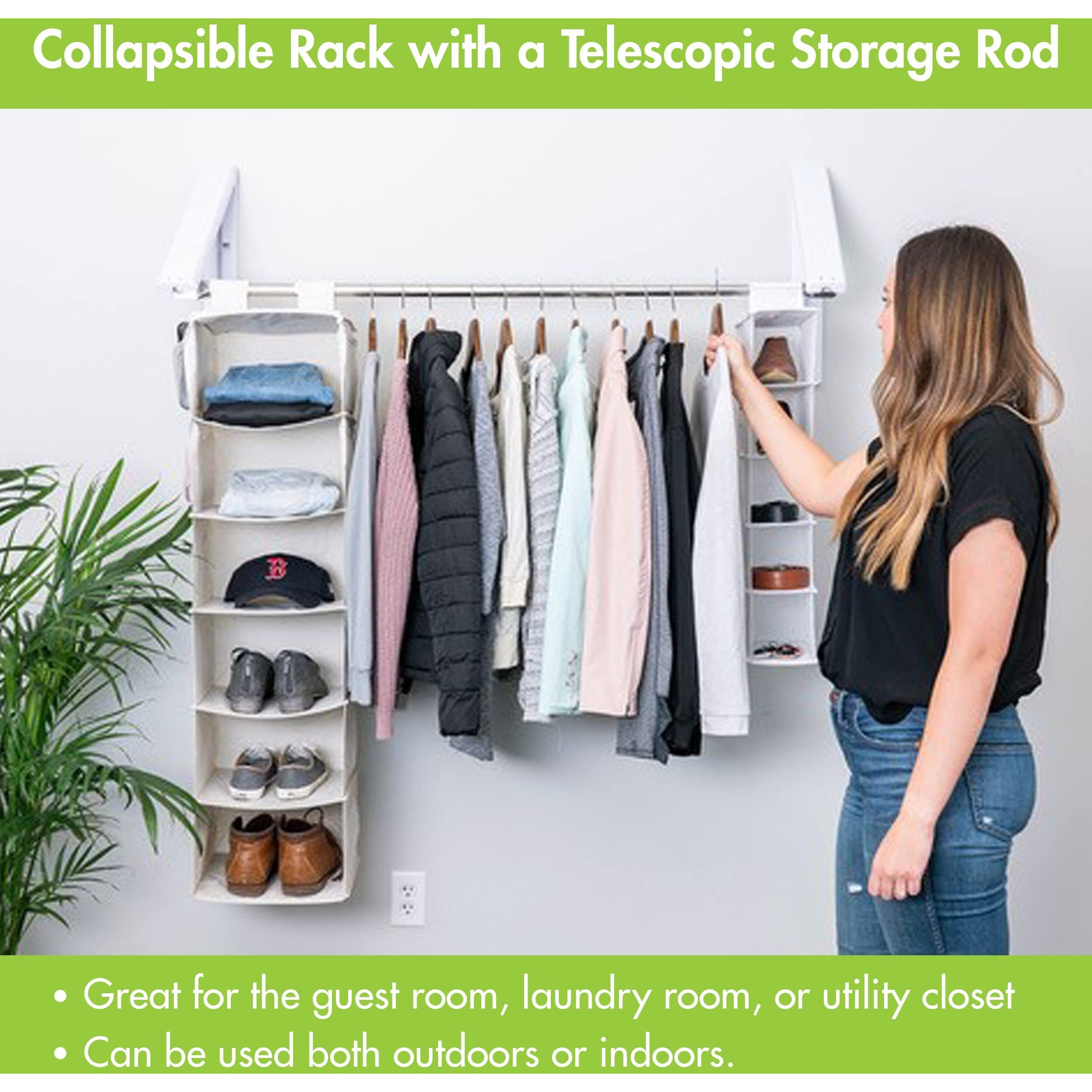Quikcloset - The Original Foldable Collapsible Wall Mounted Clothes Drying Rack - Space Saving Closet Organizer