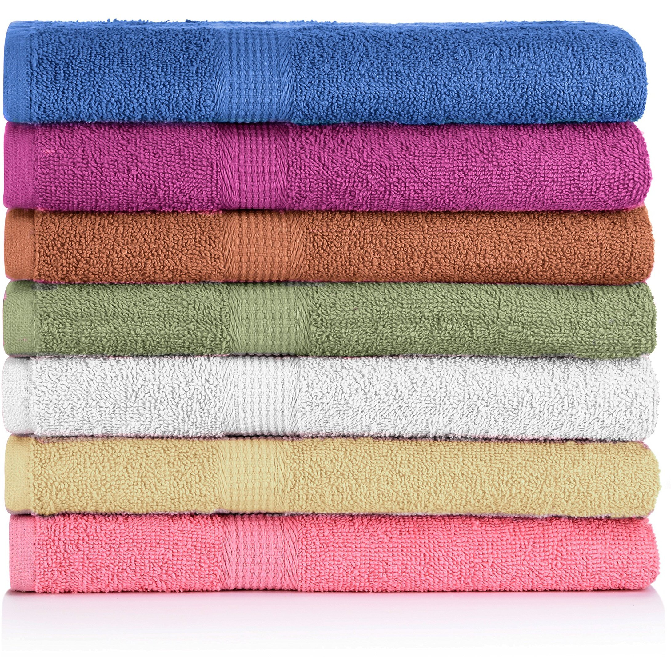 Crystaltowels 7-Pack Bath Towels - Extra-Absorbent - 100% Cotton - 27"" X 52""