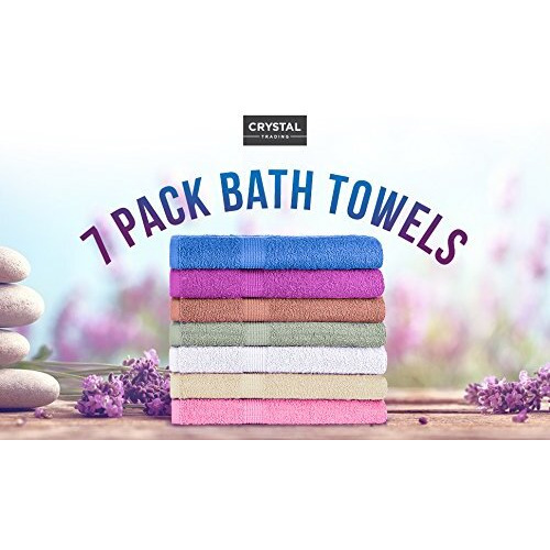 Crystaltowels 7-Pack Bath Towels - Extra-Absorbent - 100% Cotton - 27"" X 52""