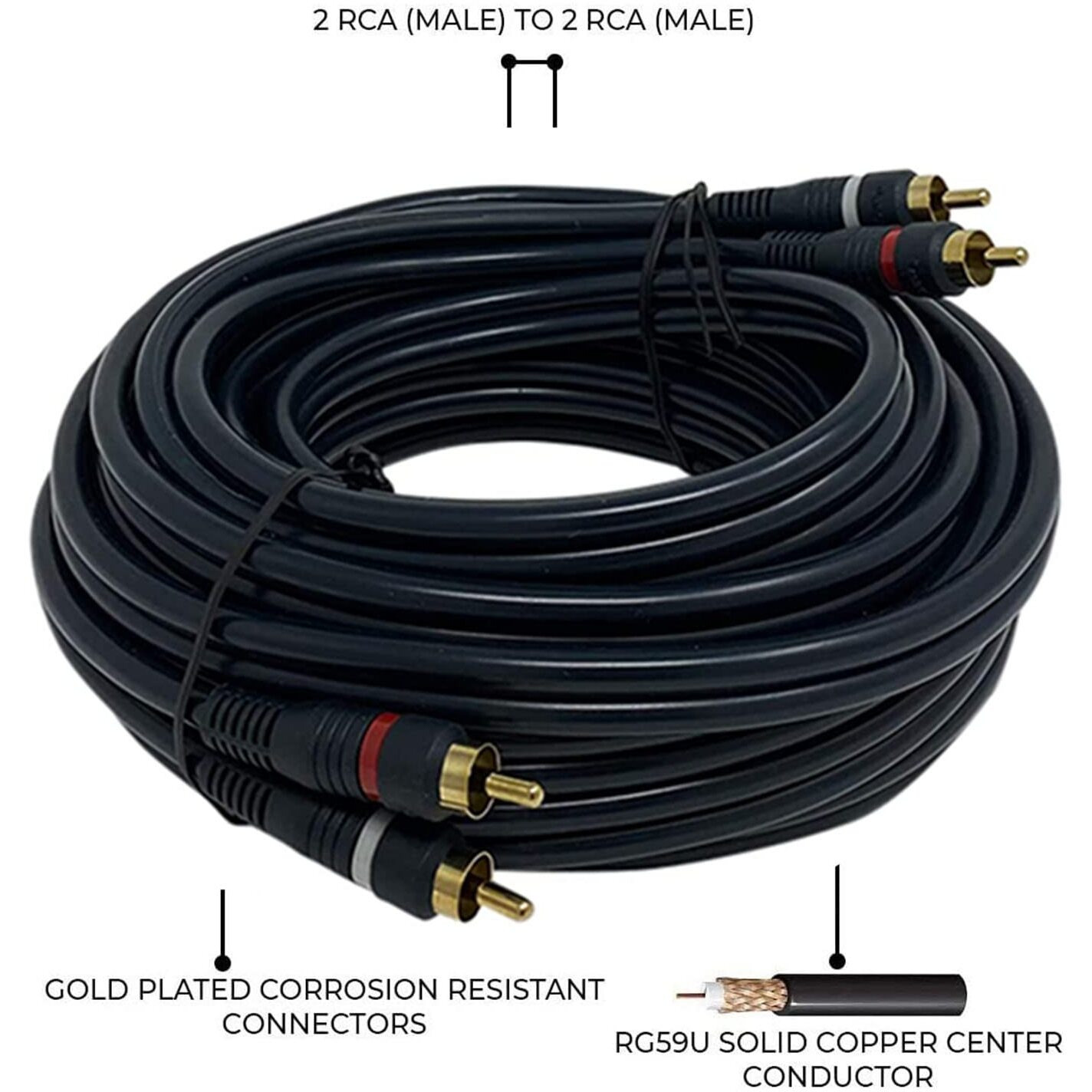 Imbaprice 2Rca Male To 2Rca Male Python Home Theater Audio Cable, 50 Feet For Hdtv, Amplifiers, Hi-Fi Systems,Speakers, Subwoofer, Satellite Receivers And More