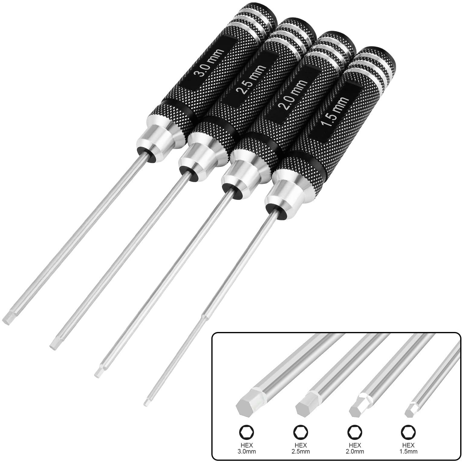 Hobby-Ace Rc Hex Driver Set - 4Pcs Hex Allen Screwdriver Kit 1.5Mm 2.0Mm 2.5Mm 3.0Mm Key Driver Repair Tools For Rc Car Traxxas Helicopter3