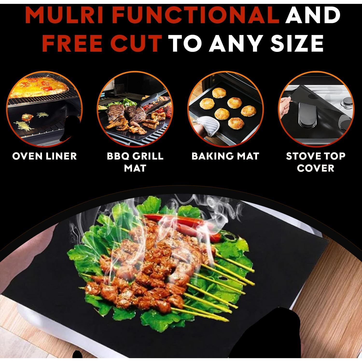 3 Pack Non-Stick Heavy Duty Oven Liners Set For Bottom Of Electric Oven By Grill Magic - Thick, Heat Resistant Fiberglass Mat - Easy To Clean, Reduce Spills, Stuck Foods & Clean Up - Bpa Free