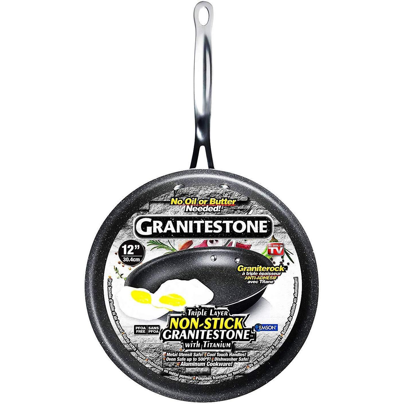 Granitestone Cookware Nonstick Frying Pan, 12    Nonstick Pan For Cooking & Frying, Mineral Enforced Egg Pan With Stay Cool Handles, Dishwasher Safe Cooking Pan With No Warp Technology, 100% Pfoa Free
