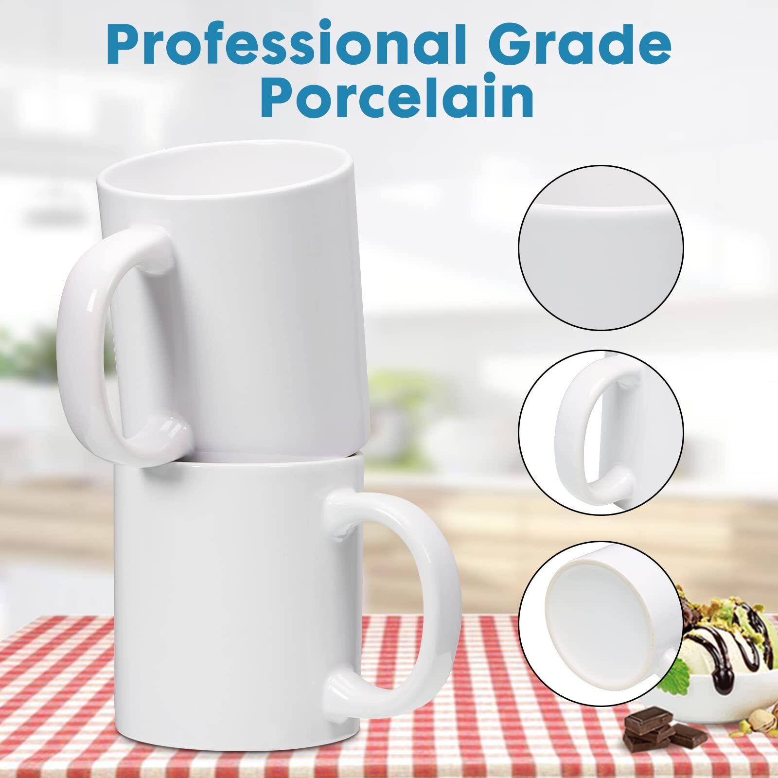 Cailide 20Oz Sublimation Blank Large Mugs And Big Handle Set Of 2 Professional Grade Mugs White Coated Ceramic Cup For Coffee Tea Or Diy Gifts (20Oz)