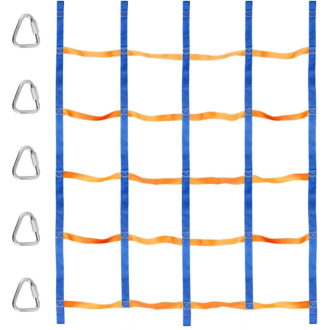Climbing Net For Kids Outdoor, Portable Ninja Cargo Net Rope Ladder Monkey Bars For Ninja Slackline, Jungle Gyms, Swing Set, Ninja Warrior Style Obstacle Courses For Outdoor Treehouse