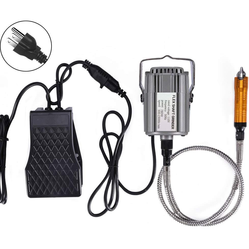 Votoer Rotary Tool Flex Shaft Hanging Grinder Carver Electric Multi-Function Metalworking Tools Repair Kit, Foot Pedal Control, 780W Strong Power, Metal Flexible Shaft, 23000 Rpm