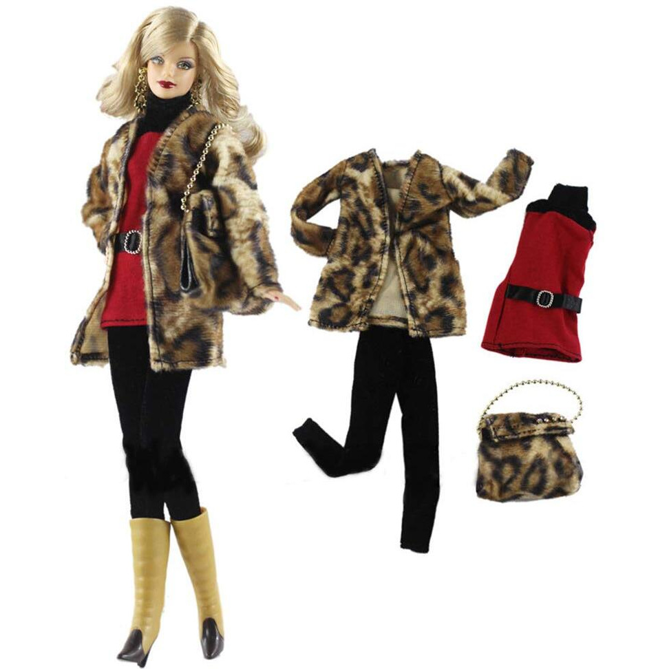 Doll Clothes, 5 Outfits Winter Dresses Pants Bag Hat For 11.5 Inches Dolls Accessories Random Style