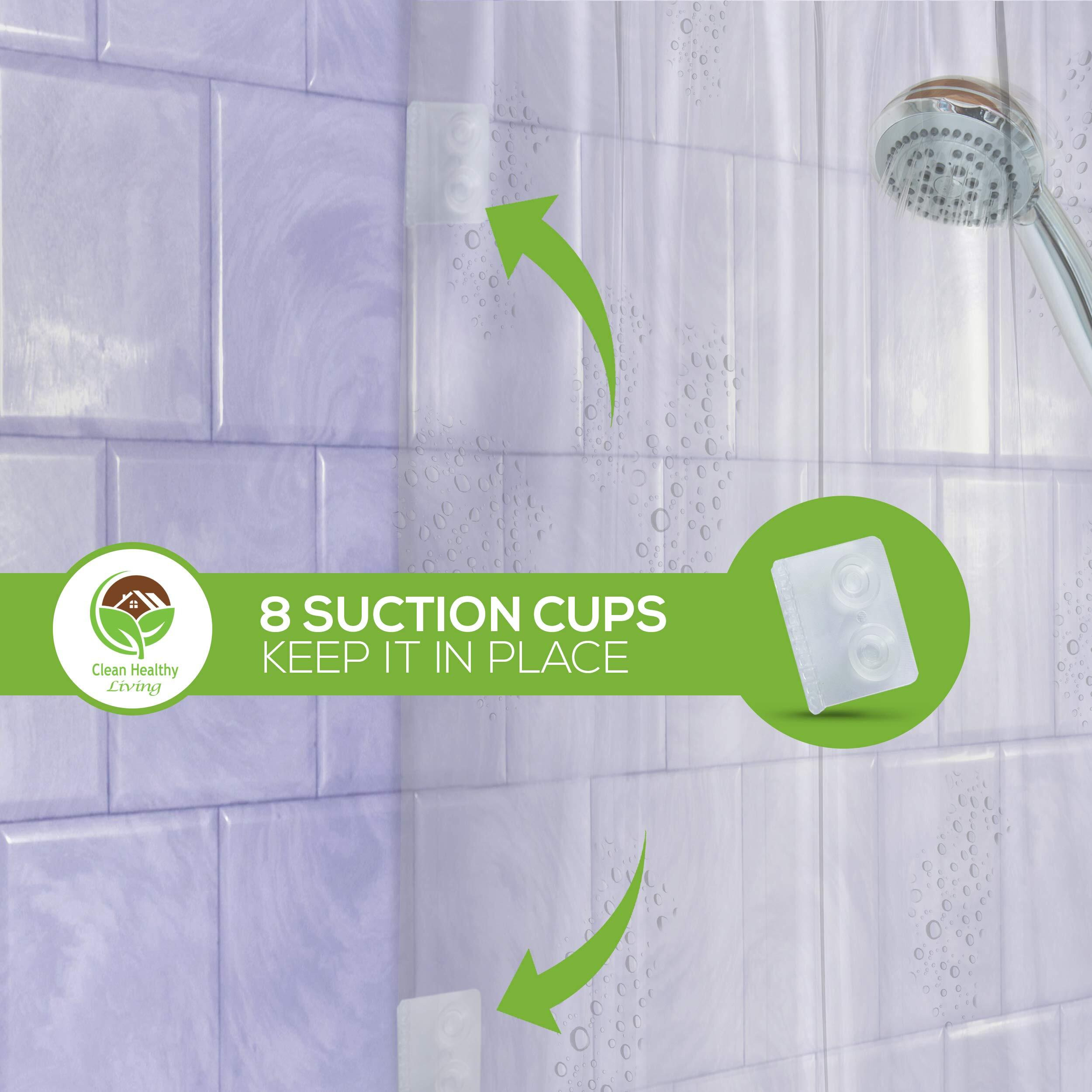 Clean Healthy Living Heavy Duty Peva Clear Shower Curtain Liner With Magnets & Suction Cups - 70 X 72 In. Long
