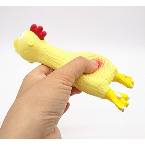 4Pcs Safe Latex Dog Squeaky Toys, 6.6"" Long Soft Chew Molar Dog Small Screaming Rubber Chicken Toys, For Puppy Small Medium Dogs
