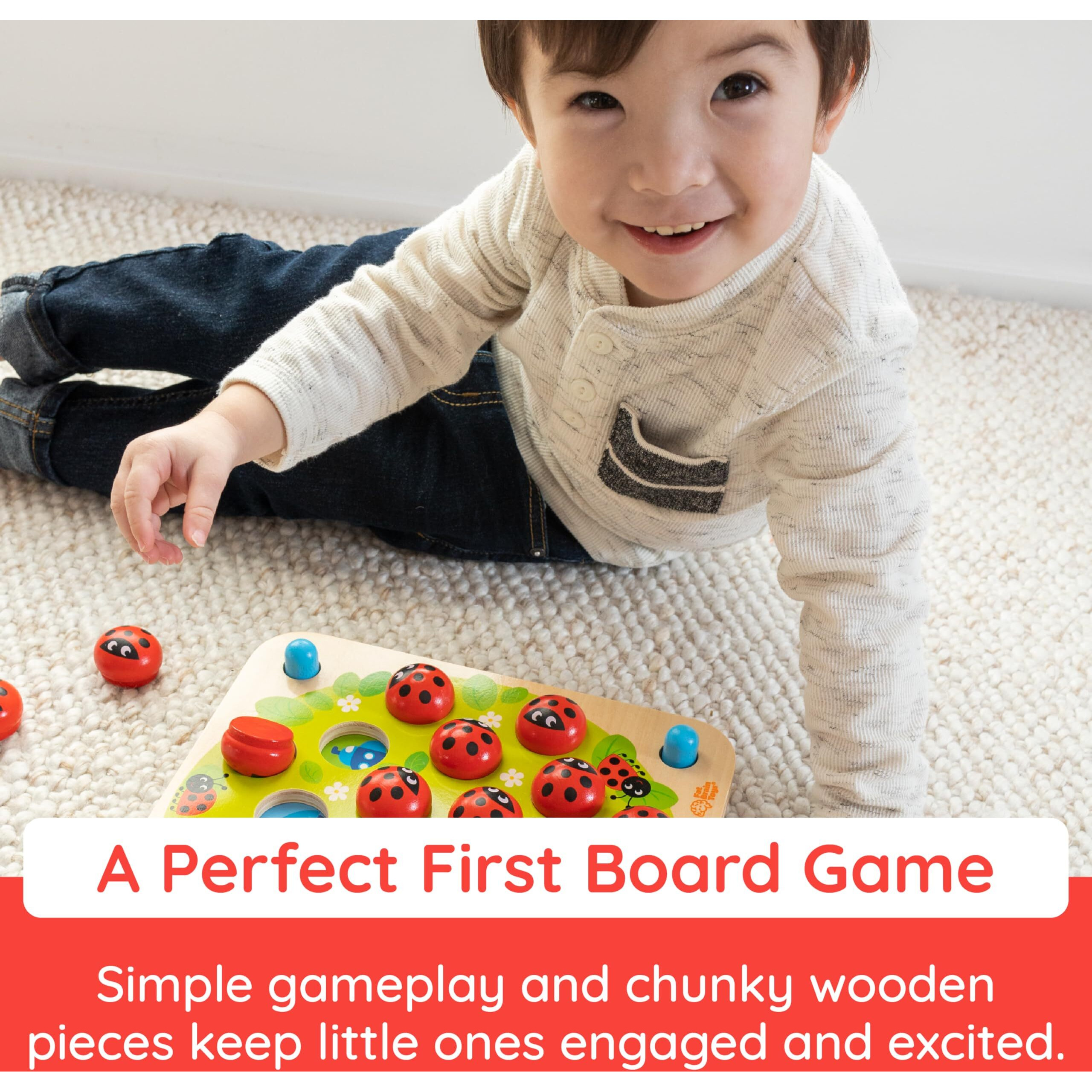 Fat Brain Toys Ladybug's Garden Toddler Memory Game, Wooden Memory Matching Games For Kids, Preschool Toys