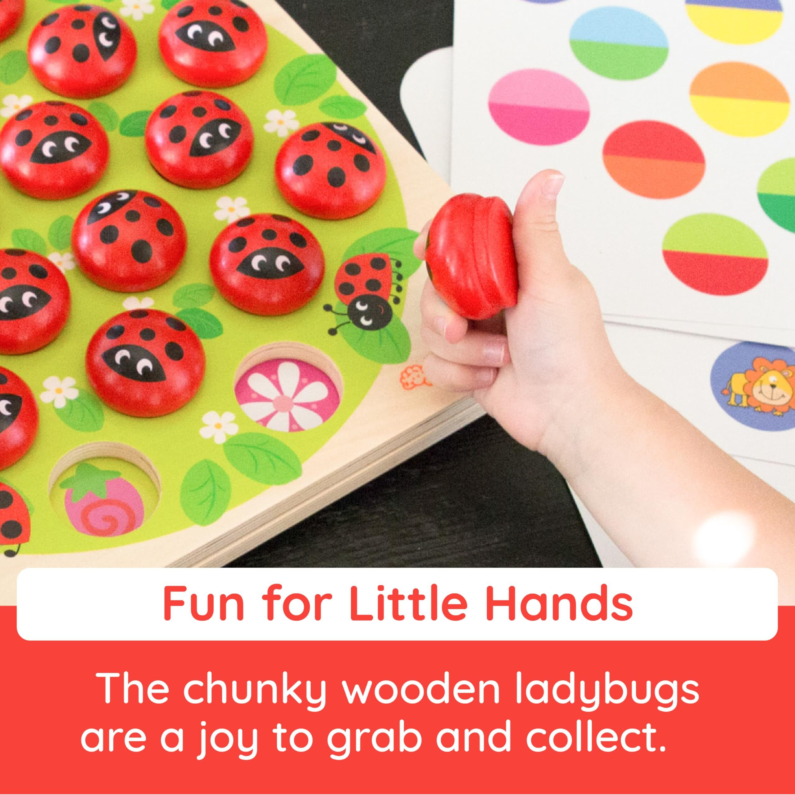 Fat Brain Toys Ladybug's Garden Toddler Memory Game, Wooden Memory Matching Games For Kids, Preschool Toys