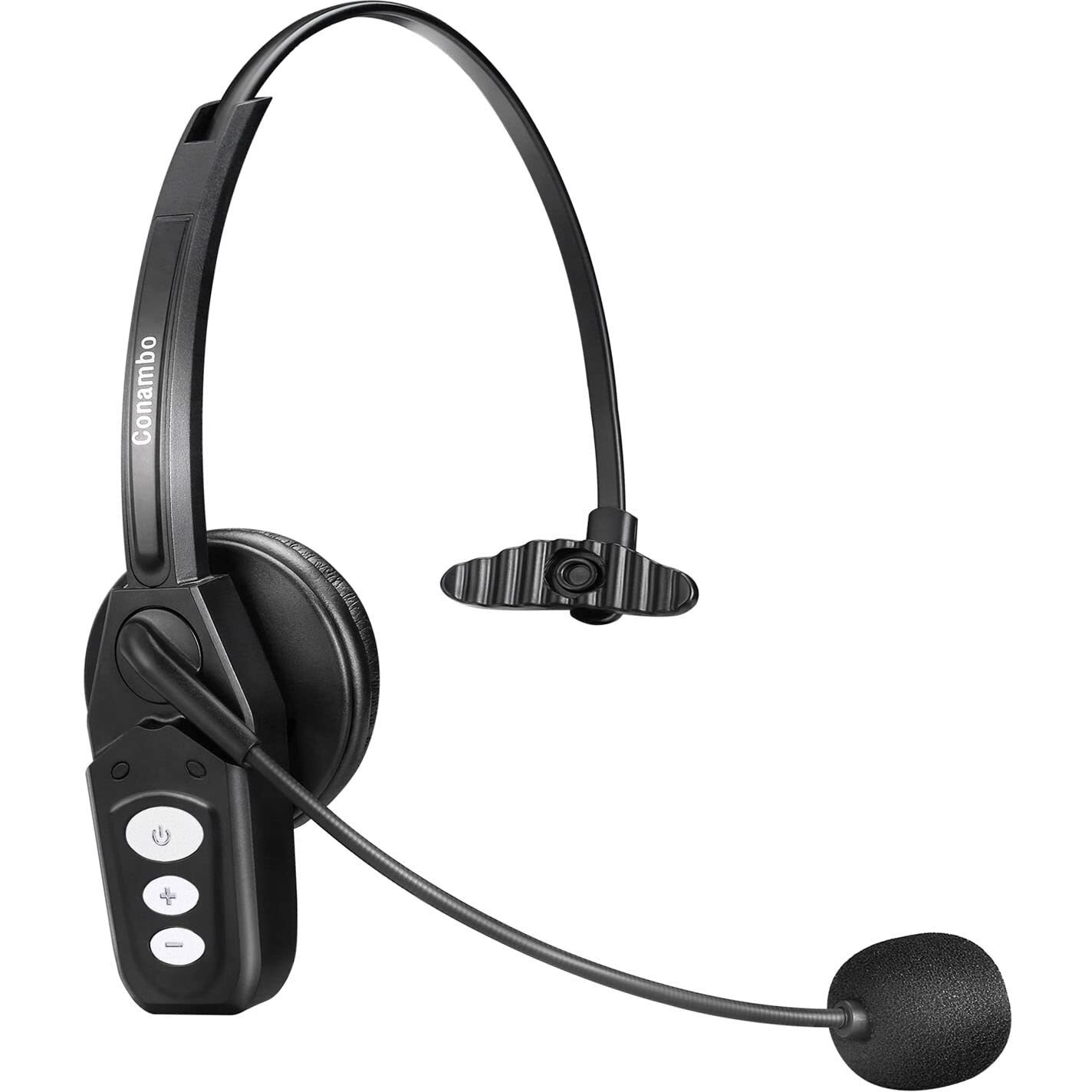 Conambo Bluetooth Headset V5.0, Wireless Headset With Noise Cancelling Microphone, 16Hrs Hd Talktime, On Ear Bluetooth Headphone For Cell Phone Trucker Engineers Business Home Office