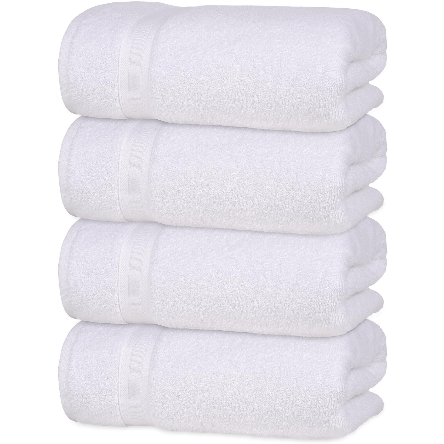 Quick-Dry, Soft & High Absorbent Bath Towels 27"&quotX54"" Cotton Turkish Bath Towel Set Of 4 | Daily Use 100% Cotton Towels For Bathroom, Gym & More | Bathroom Towels Set (4 Pcs, White)