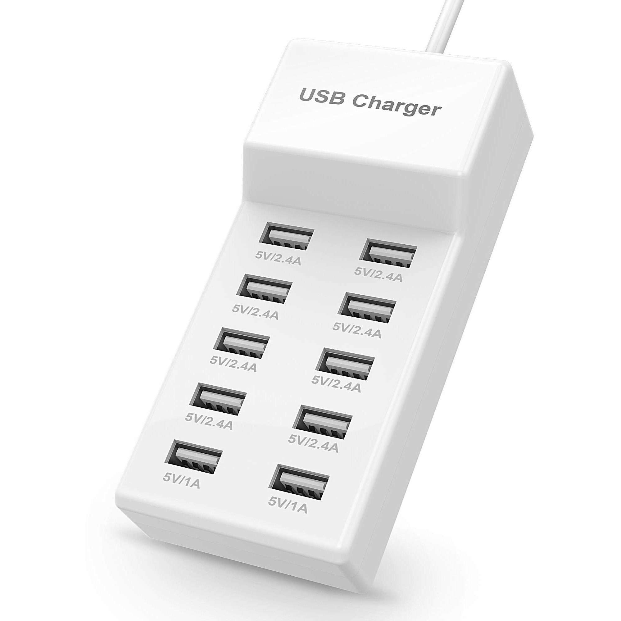 Usb Charger Usb Wall Charger With Rapid Charging Auto Detect Technology Safety Guaranteed 10-Port Family-Sized Smart Usb Ports For Multiple Devices Smart Phone Tablet Laptop Computer