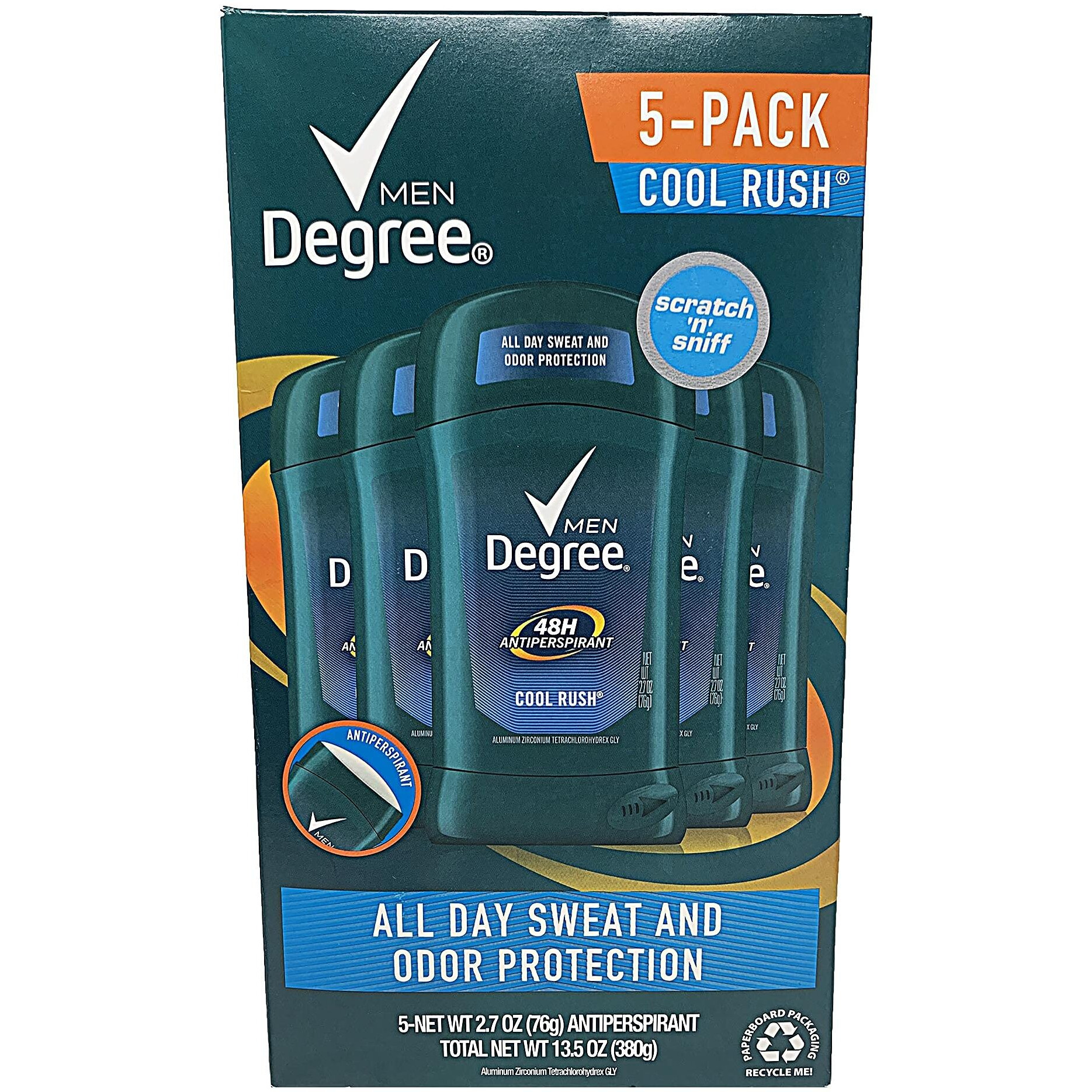 Degree Men Dry Protection Anti-Perspirant, Cool Rush (2.7 Oz, 5 Pk.)