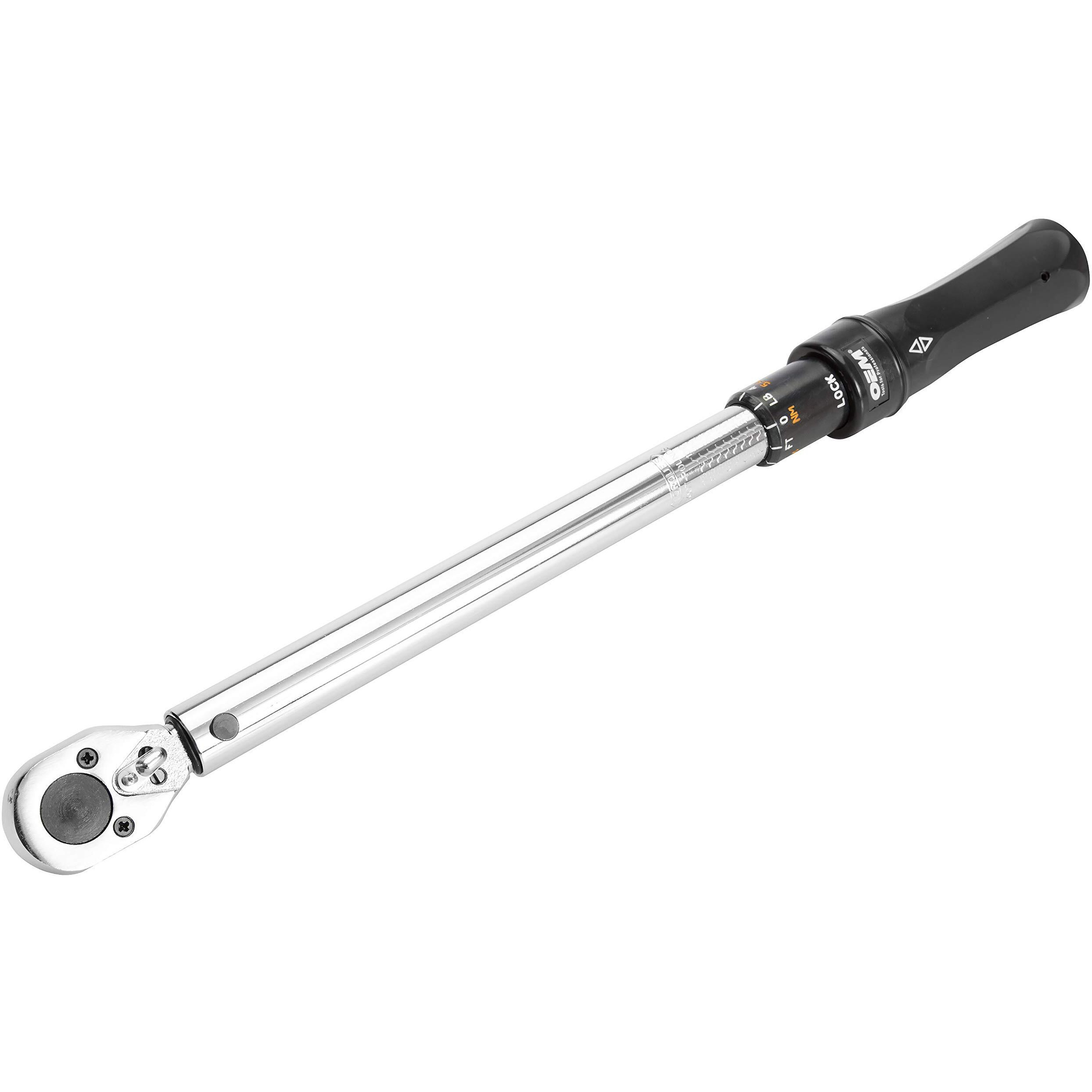 Oemtools 25686 Click Style 3/8 Inch Drive Torque Wrench, 10 - 100 Ft-Lbs. Of Torque, Enough Torque For Tire Lug Nuts, High Accuracy, 45 Tooth Ratchet Head, Chrome