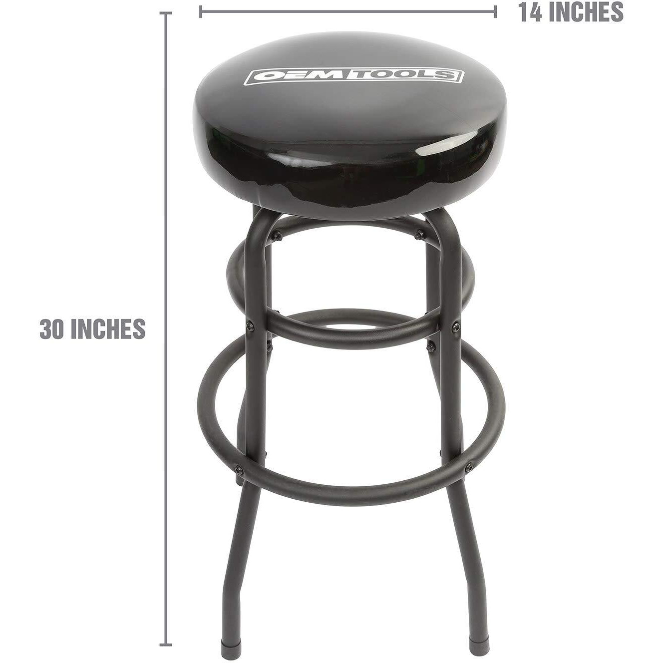 Oemtools 24910 Garage Counter Stool, Matte Black Finish, Stool Chair For Shop Work, Work Bench Swivel Stool, Garage Work Bench Stool, Cushioned Stools