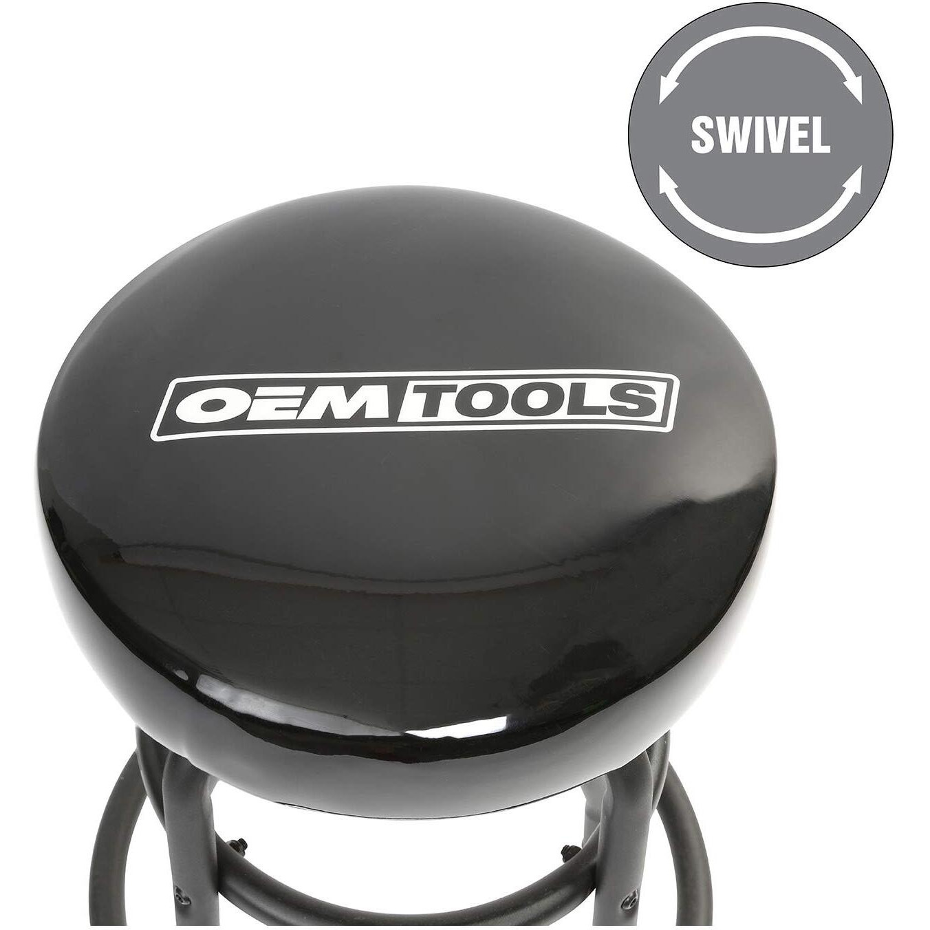 Oemtools 24910 Garage Counter Stool, Matte Black Finish, Stool Chair For Shop Work, Work Bench Swivel Stool, Garage Work Bench Stool, Cushioned Stools